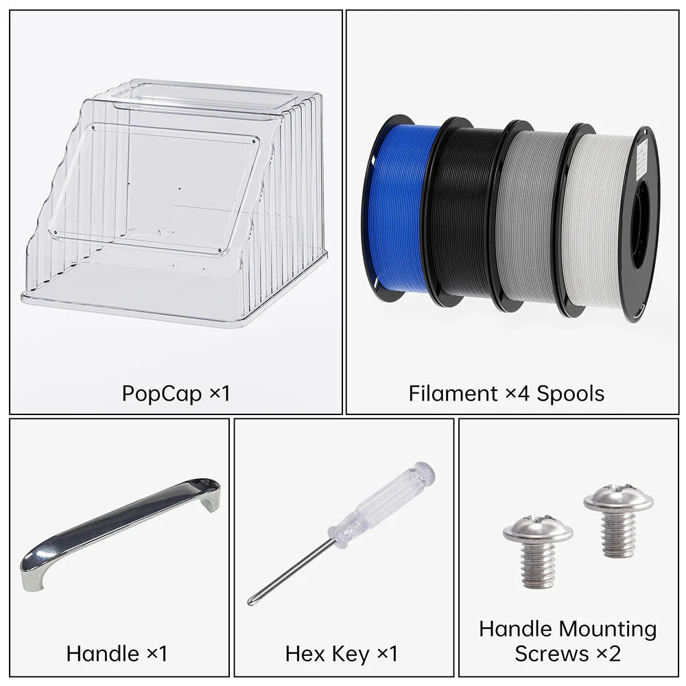 Biqu PopCap Tophat / Lid Enclosure for the Snapmaker U1 - with 4 Bonus Rolls of Filament