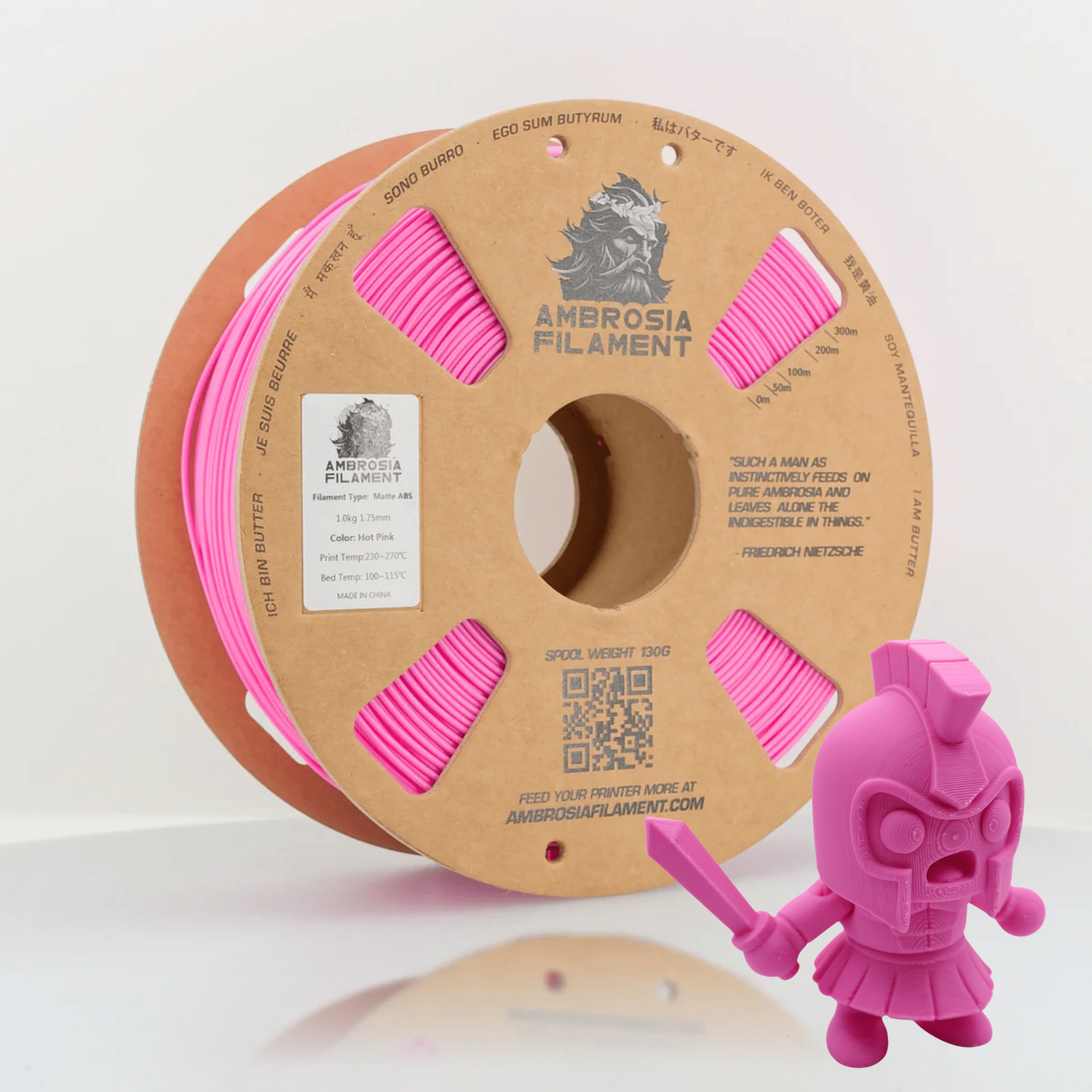 AMBROSIA ABS Matte Filament of the Gods - 1KG Bambu AMS Friendly Cardboard Spools Premium 3D Printing Filament - West3D 3D Printing Supplies - AMBROSIA FILAMENT