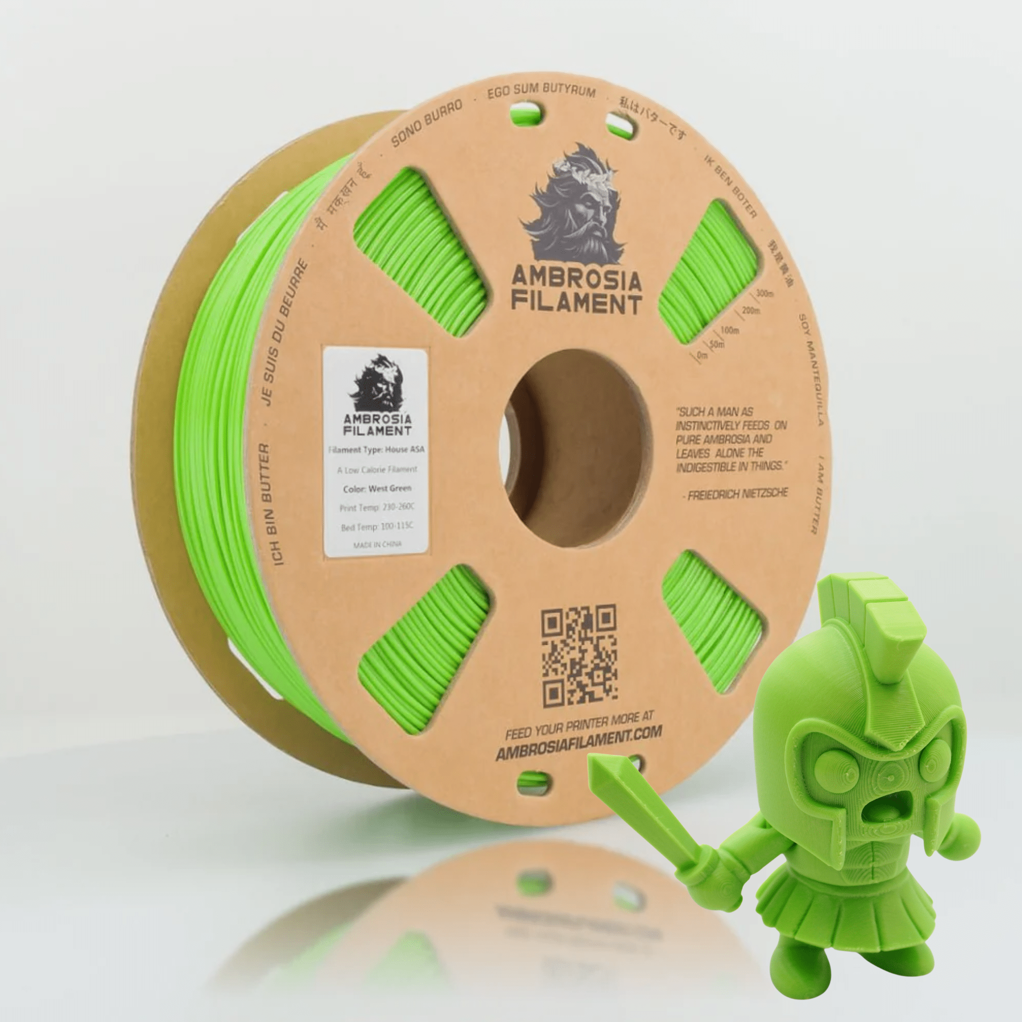 AMBROSIA ASA Filament of the Gods - 1KG Bambu AMS Friendly Cardboard Spools Premium 3D Printing Filament House ASA - West3D 3D Printing Supplies - AMBROSIA FILAMENT