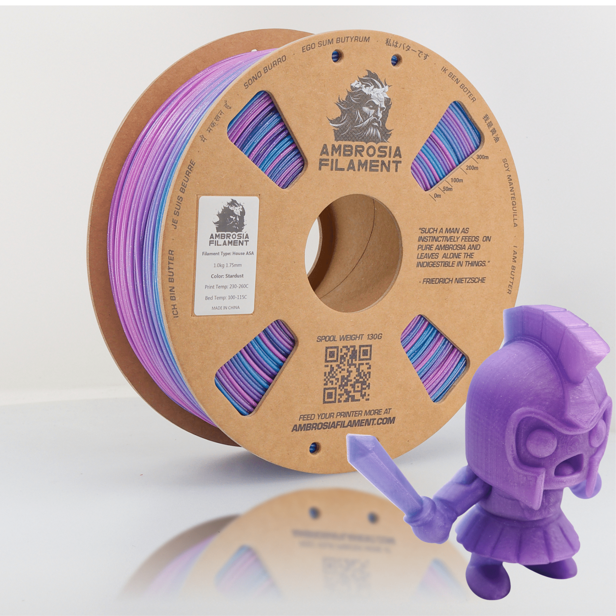 AMBROSIA ASA Galactic Filament of the Gods (Glitter / Sparkle) - 1KG Bambu AMS Friendly Cardboard Spools Premium 3D Printing Filament - West3D 3D Printing Supplies - AMBROSIA FILAMENT