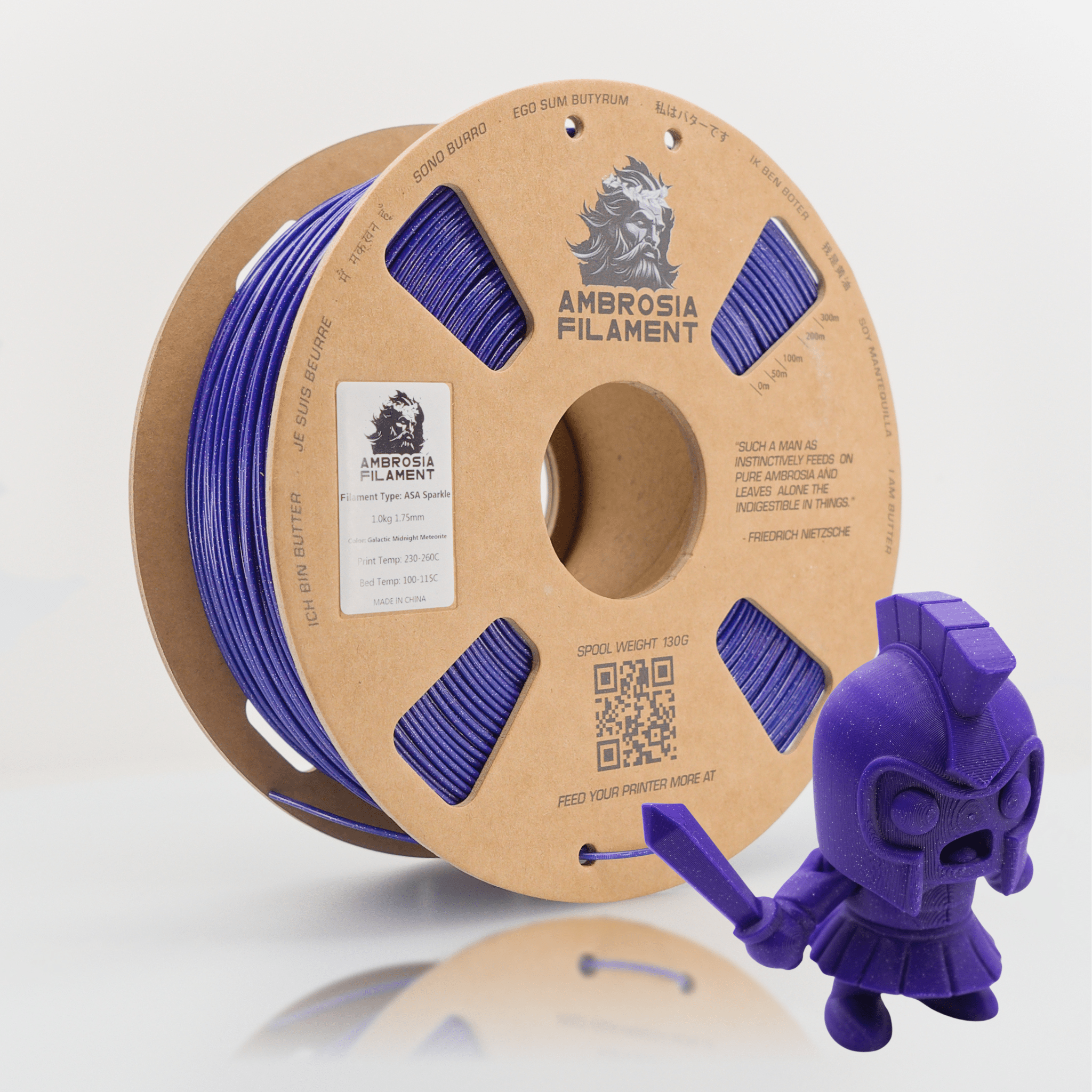 AMBROSIA Galactic (Sparkle) PLA Filament of the Gods - 1KG Bambu AMS Friendly Cardboard Spools Premium 3D Printing Filament - West3D 3D Printing Supplies - AMBROSIA FILAMENT