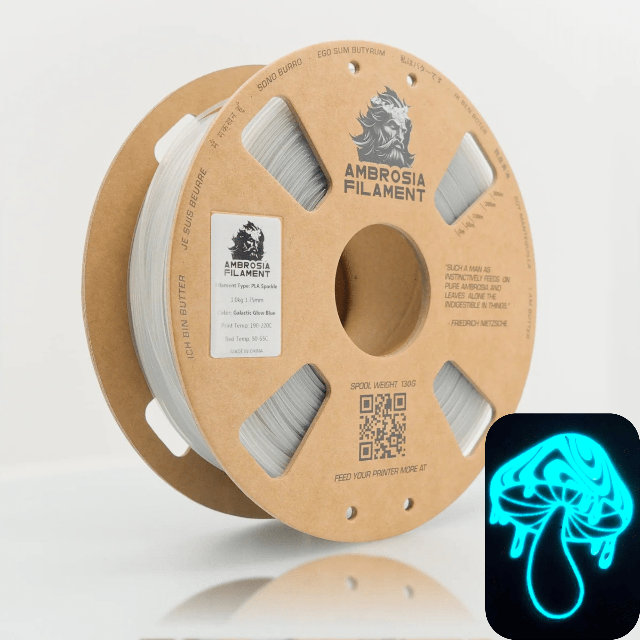 AMBROSIA Galactic (Sparkle) PLA Filament of the Gods - 1KG Bambu AMS Friendly Cardboard Spools Premium 3D Printing Filament - West3D 3D Printing Supplies - AMBROSIA FILAMENT