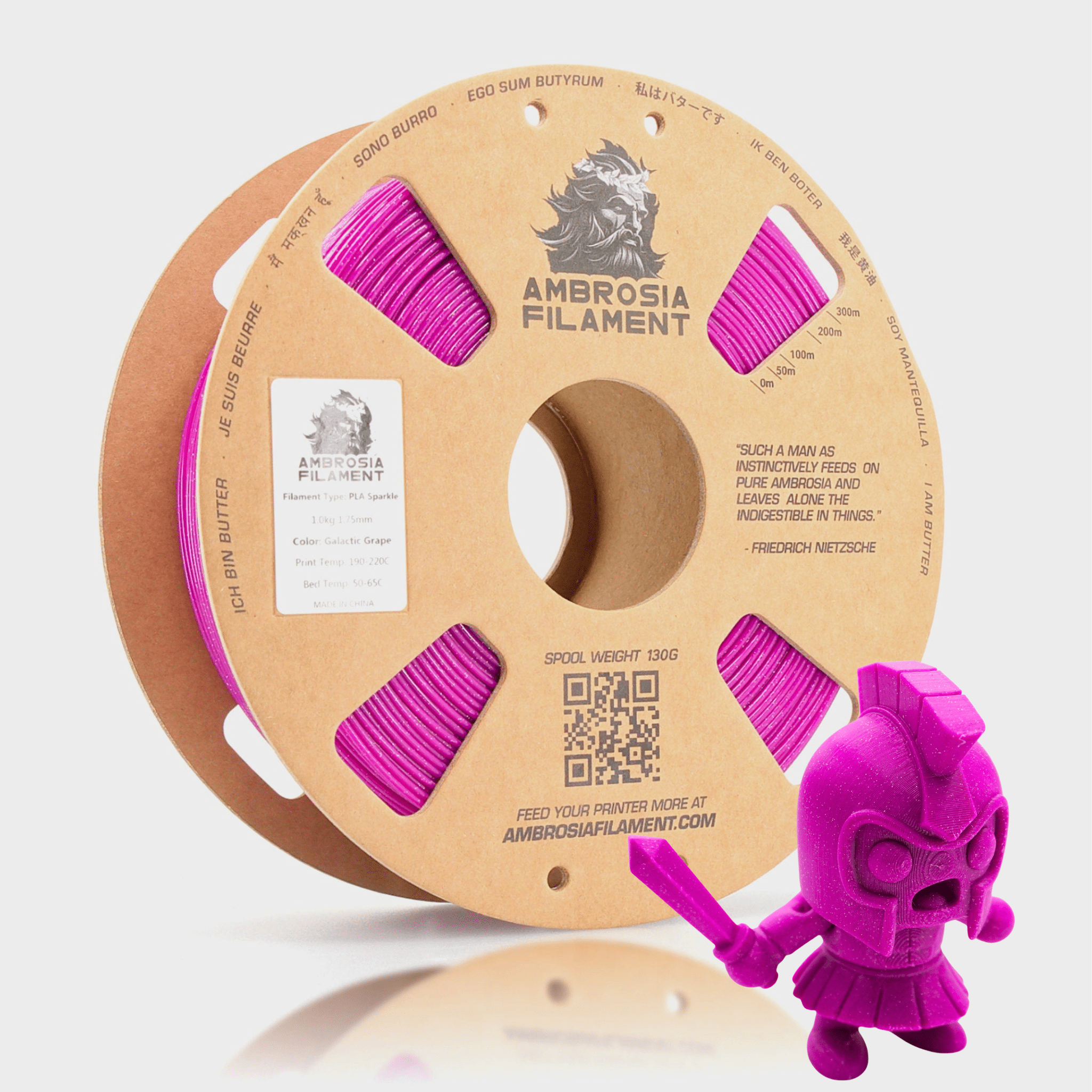 AMBROSIA Galactic (Sparkle) PLA Filament of the Gods - 1KG Bambu AMS Friendly Cardboard Spools Premium 3D Printing Filament - West3D 3D Printing Supplies - AMBROSIA FILAMENT