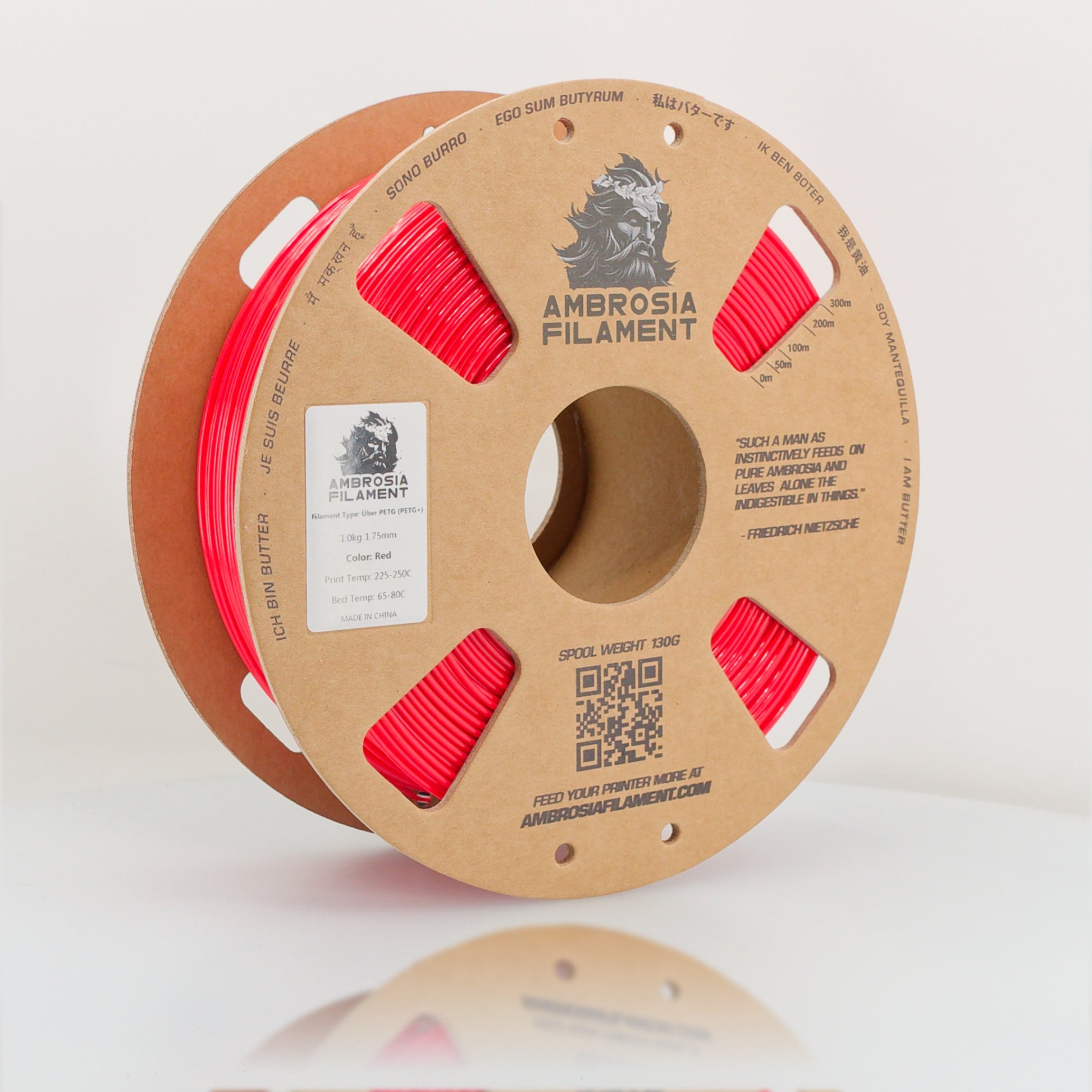 AMBROSIA PETG Filament of the Gods - 1KG Bambu AMS Friendly Cardboard Spools Premium 3D Printing Filament - West3D 3D Printing Supplies - AMBROSIA FILAMENT