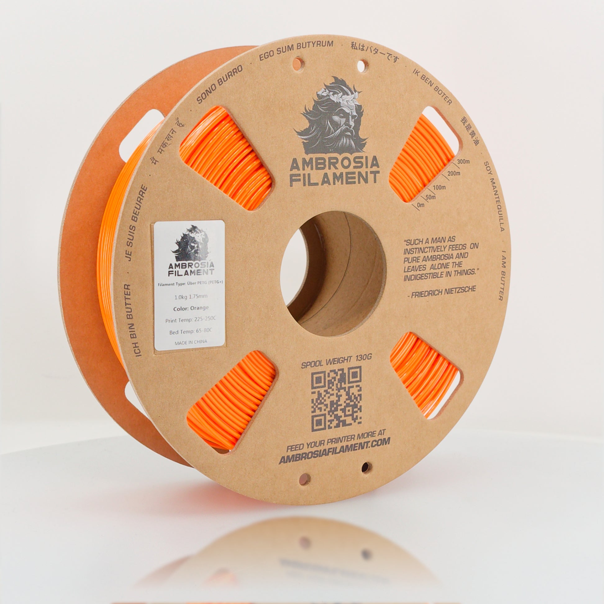 AMBROSIA PETG Filament of the Gods - 1KG Bambu AMS Friendly Cardboard Spools Premium 3D Printing Filament - West3D 3D Printing Supplies - AMBROSIA FILAMENT