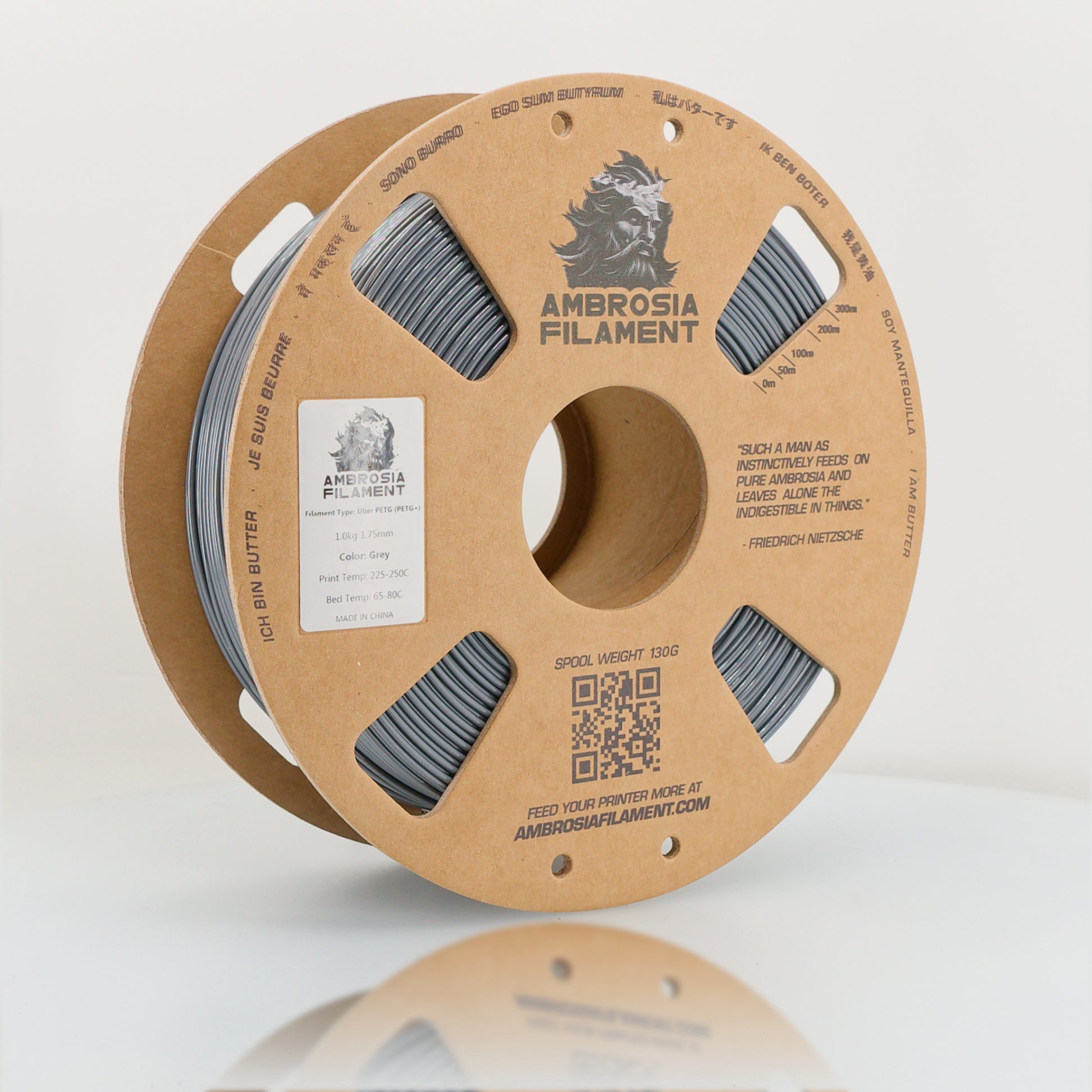 AMBROSIA PETG Filament of the Gods - 1KG Bambu AMS Friendly Cardboard Spools Premium 3D Printing Filament - West3D 3D Printing Supplies - AMBROSIA FILAMENT