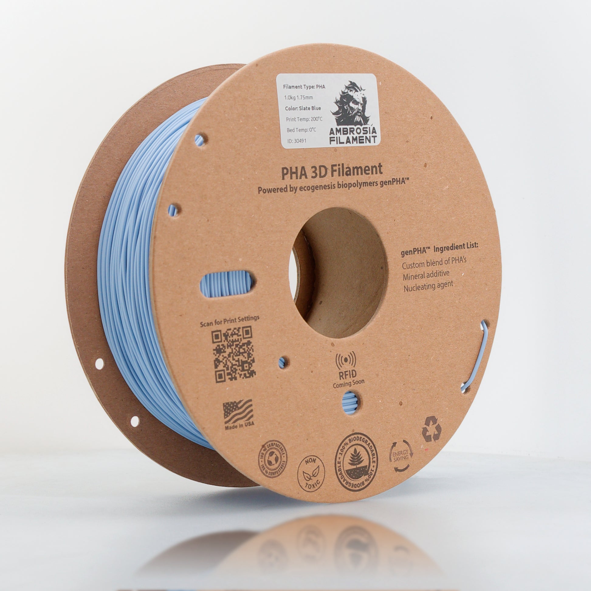 Ambrosia PHA Filament 1KG 1.75mm - Earth Friendly Filament for Everyone - West3D 3D Printing Supplies - AMBROSIA FILAMENT