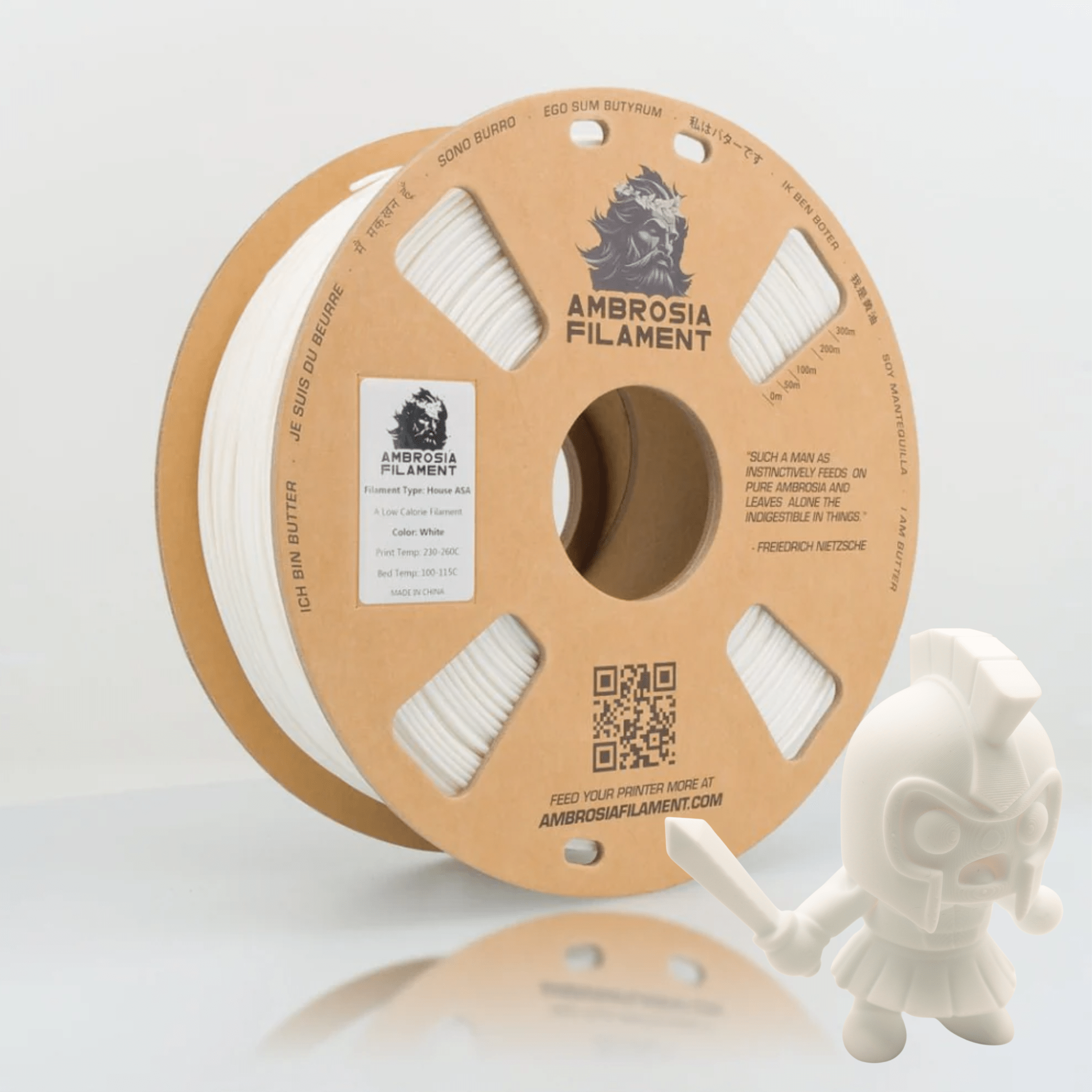 AMBROSIA PLA Filament of the Gods - 1KG Bambu AMS Friendly Cardboard Spools Premium 3D Printing Filament - West3D 3D Printing Supplies - AMBROSIA FILAMENT