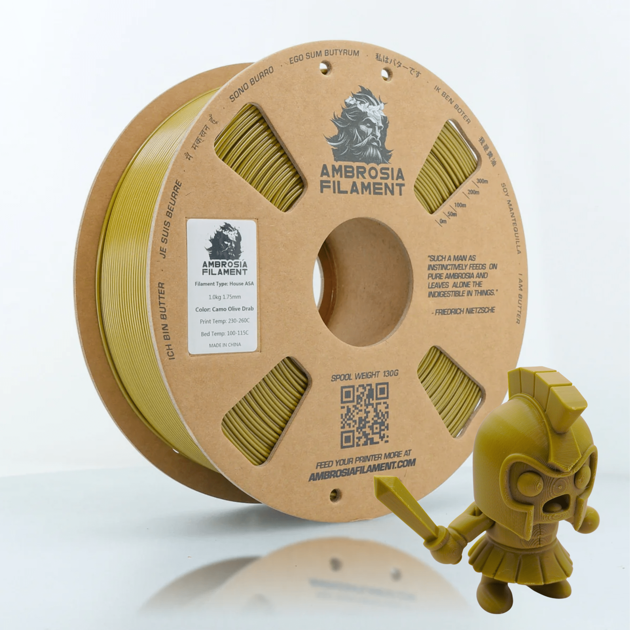 AMBROSIA PLA Filament of the Gods - 1KG Bambu AMS Friendly Cardboard Spools Premium 3D Printing Filament - West3D 3D Printing Supplies - AMBROSIA FILAMENT