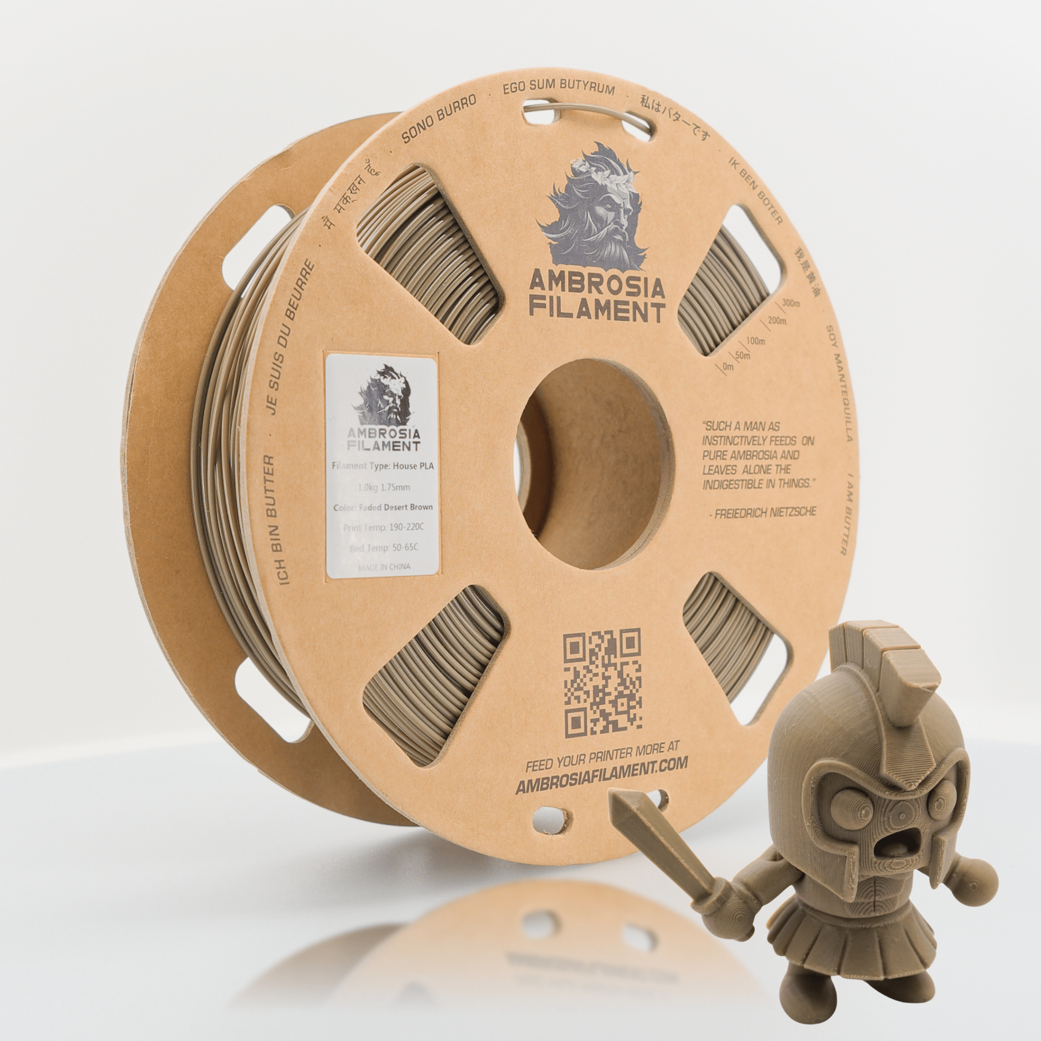 AMBROSIA PLA Filament of the Gods - 1KG Bambu AMS Friendly Cardboard Spools Premium 3D Printing Filament - West3D 3D Printing Supplies - AMBROSIA FILAMENT