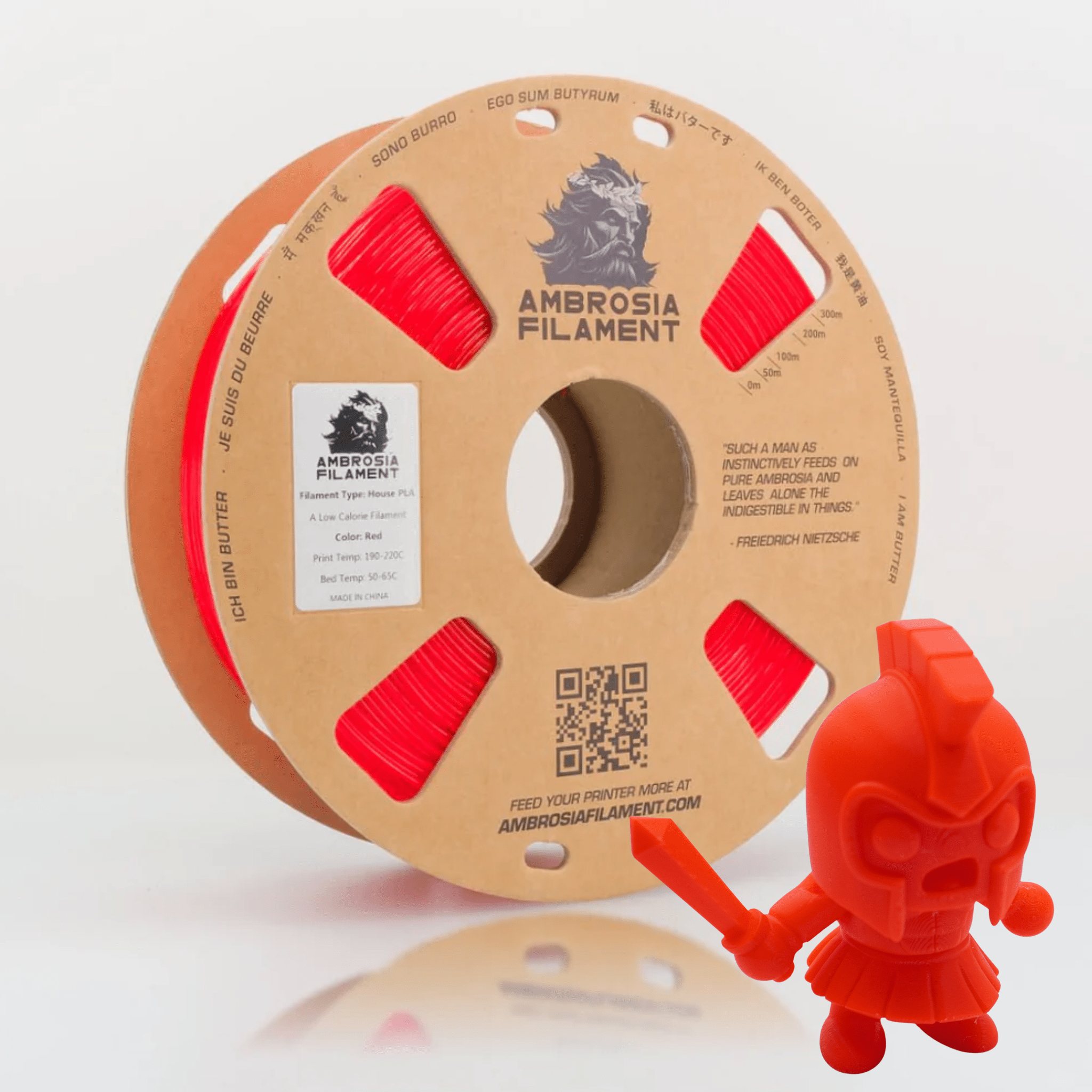AMBROSIA PLA Filament of the Gods - 1KG Bambu AMS Friendly Cardboard Spools Premium 3D Printing Filament - West3D 3D Printing Supplies - AMBROSIA FILAMENT