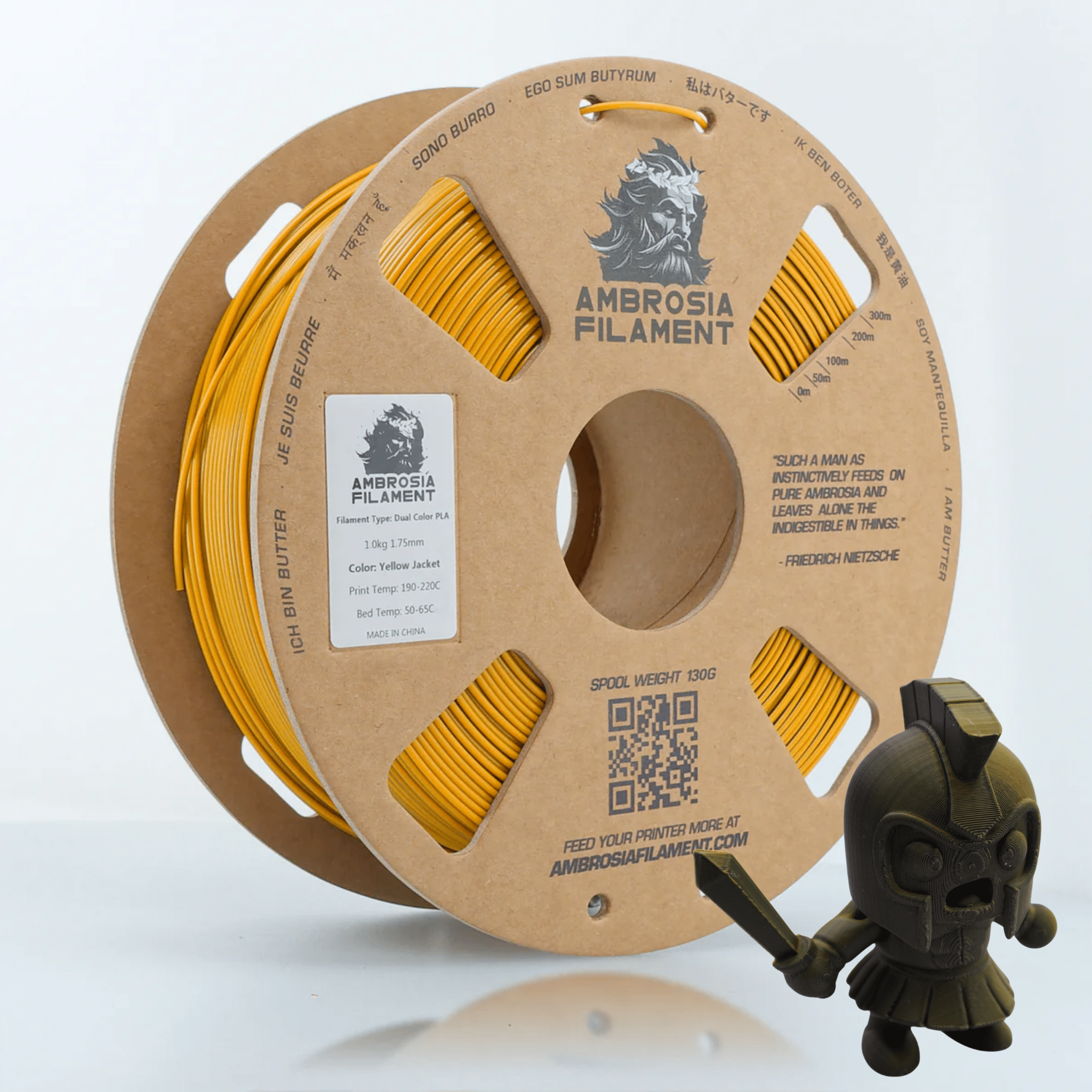 AMBROSIA PLA Filament of the Gods - 1KG Bambu AMS Friendly Cardboard Spools Premium 3D Printing Filament - West3D 3D Printing Supplies - AMBROSIA FILAMENT