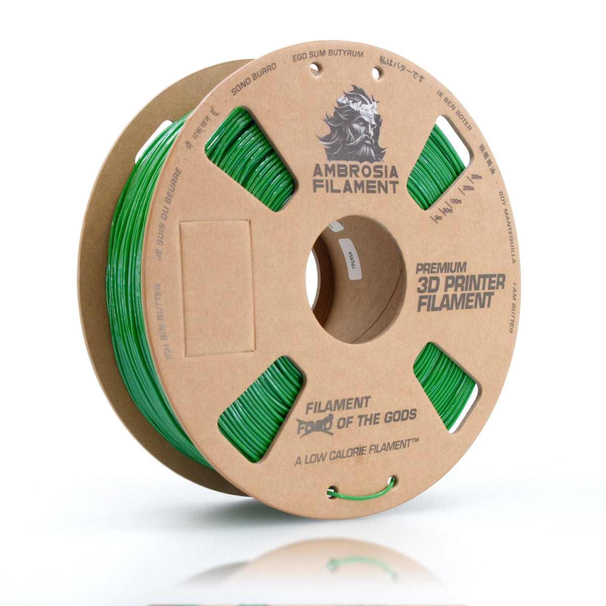 AMBROSIA TPU 95 Filament of the Gods - 1KG Cardboard Spools Premium 3D Printing Filament TPU95 - West3D 3D Printing Supplies - AMBROSIA FILAMENT