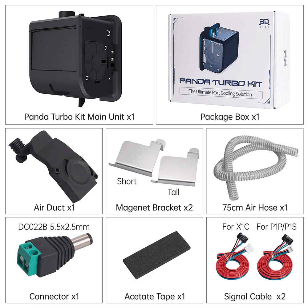 Biqu Panda Turbo - Turbo Fan Upgrade for Exceptional Part Cooling for Bambu P1 and X1 Series Printers - West3D 3D Printing Supplies - BTT