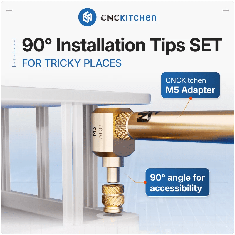 CNC Kitchen - 90º Installation TIP SET - M2, M2.5, M3 - West3D 3D Printing Supplies - CNC Kitchen