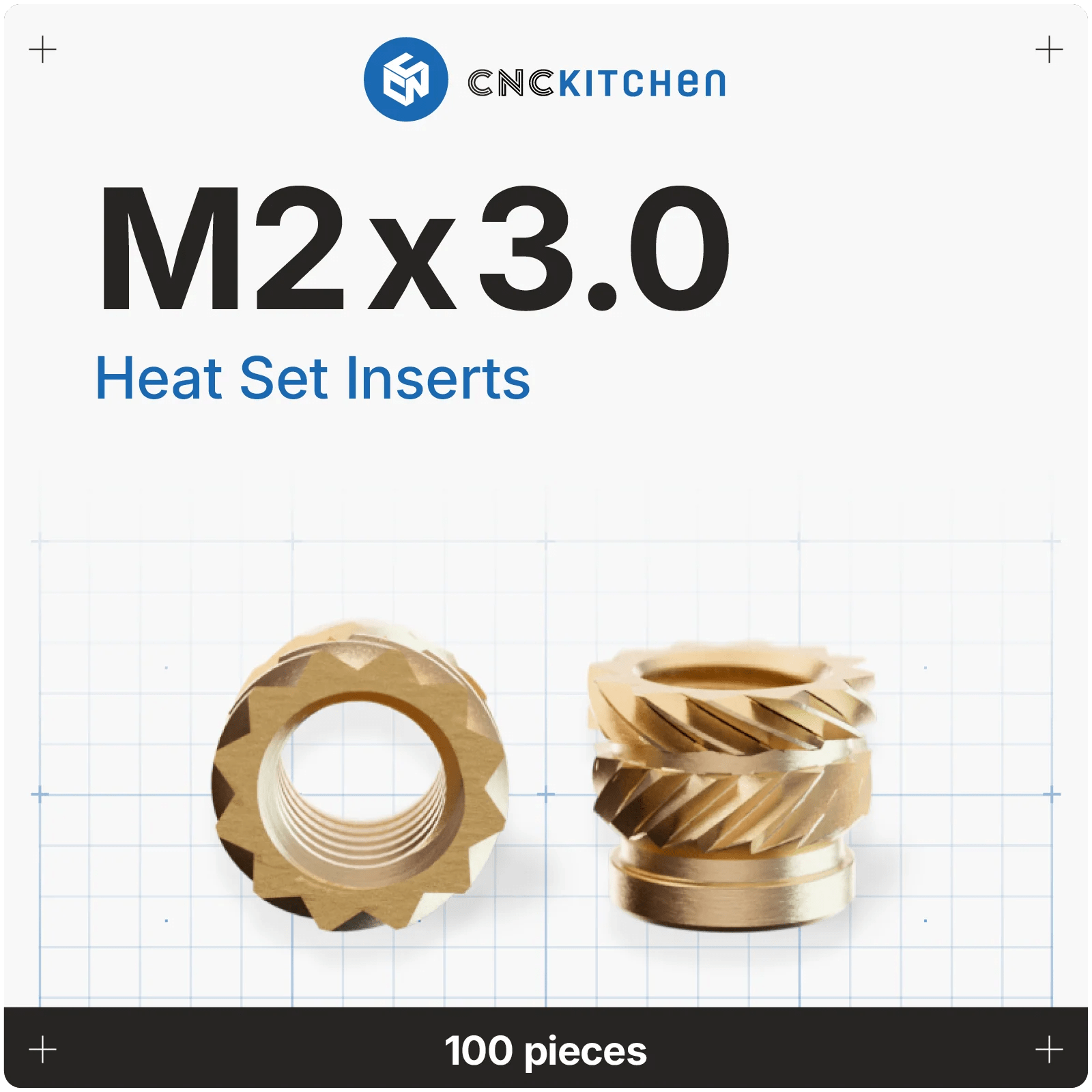 CNC Kitchen Heat Set Inserts (Various Sizes) - West3D 3D Printing Supplies - CNC Kitchen