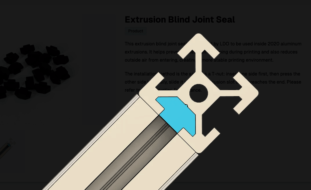 Extrusion Blind Joint Seals 20 pieces by LDO Motors - West3D 3D Printing Supplies - LDO Systems