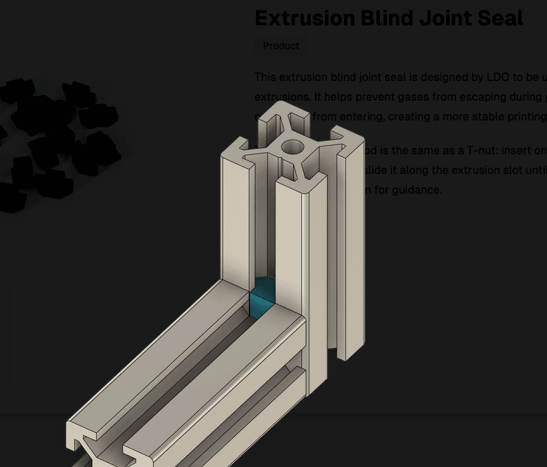 Extrusion Blind Joint Seals 20 pieces by LDO Motors - West3D 3D Printing Supplies - LDO Systems