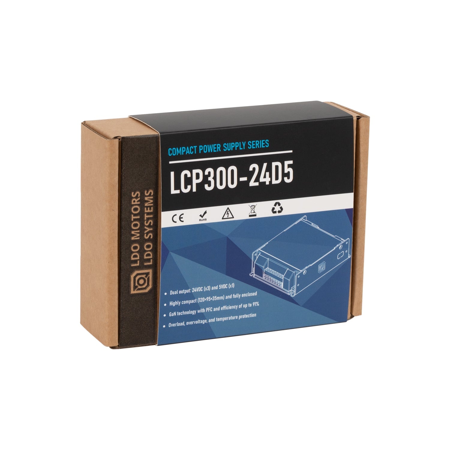 LDO LCP300 - 24D5 300W 24V and 5V Compact Power Supply (PSU) - West3D 3D Printing Supplies - LDO Systems