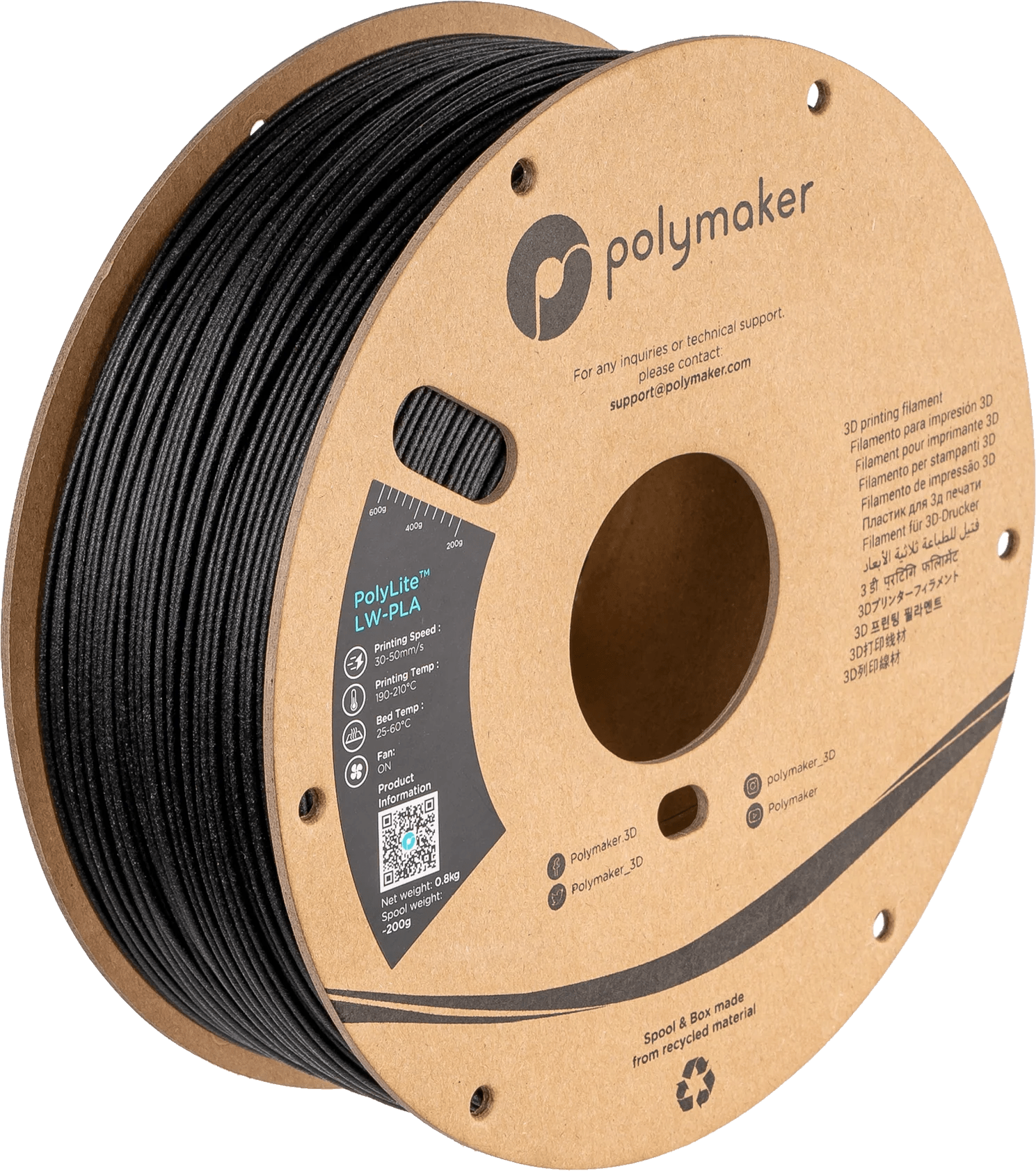 Polymaker PolyLite LW - PLA Lightweight PLA 800g - West3D 3D Printing Supplies - Polymaker