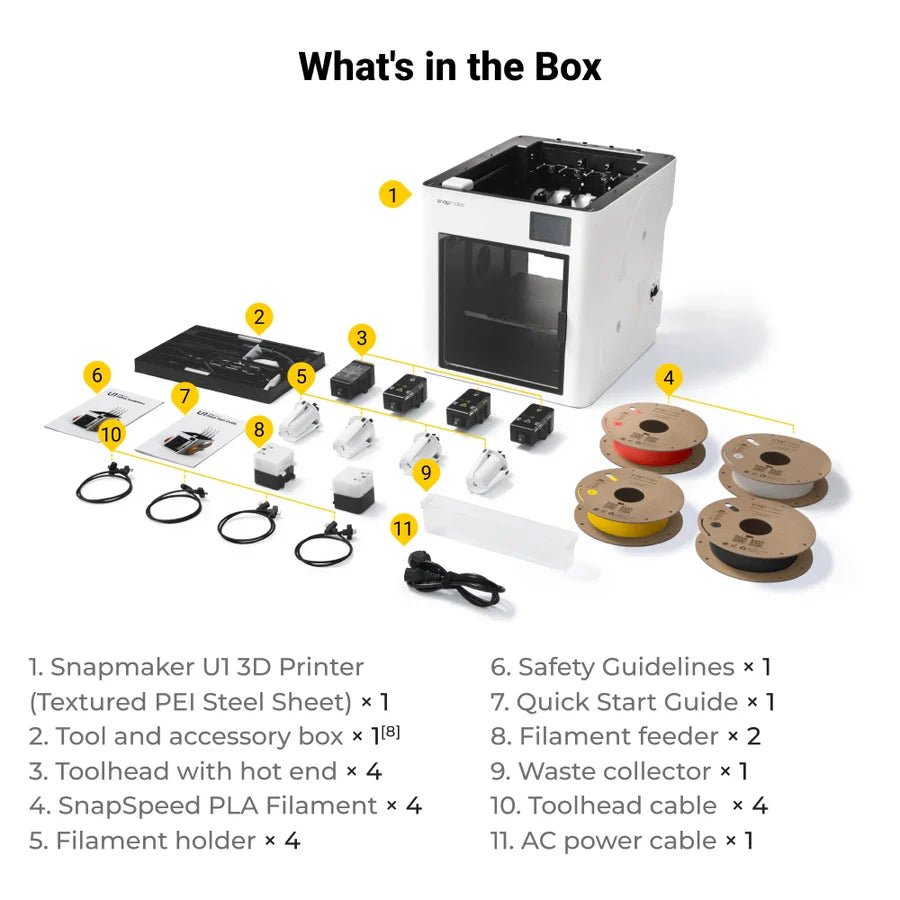 Snapmaker U1 - Multi - Toolhead Multi - Color Printer with Fast Changes and Minimal Waste - West3D 3D Printing Supplies - Snapmaker