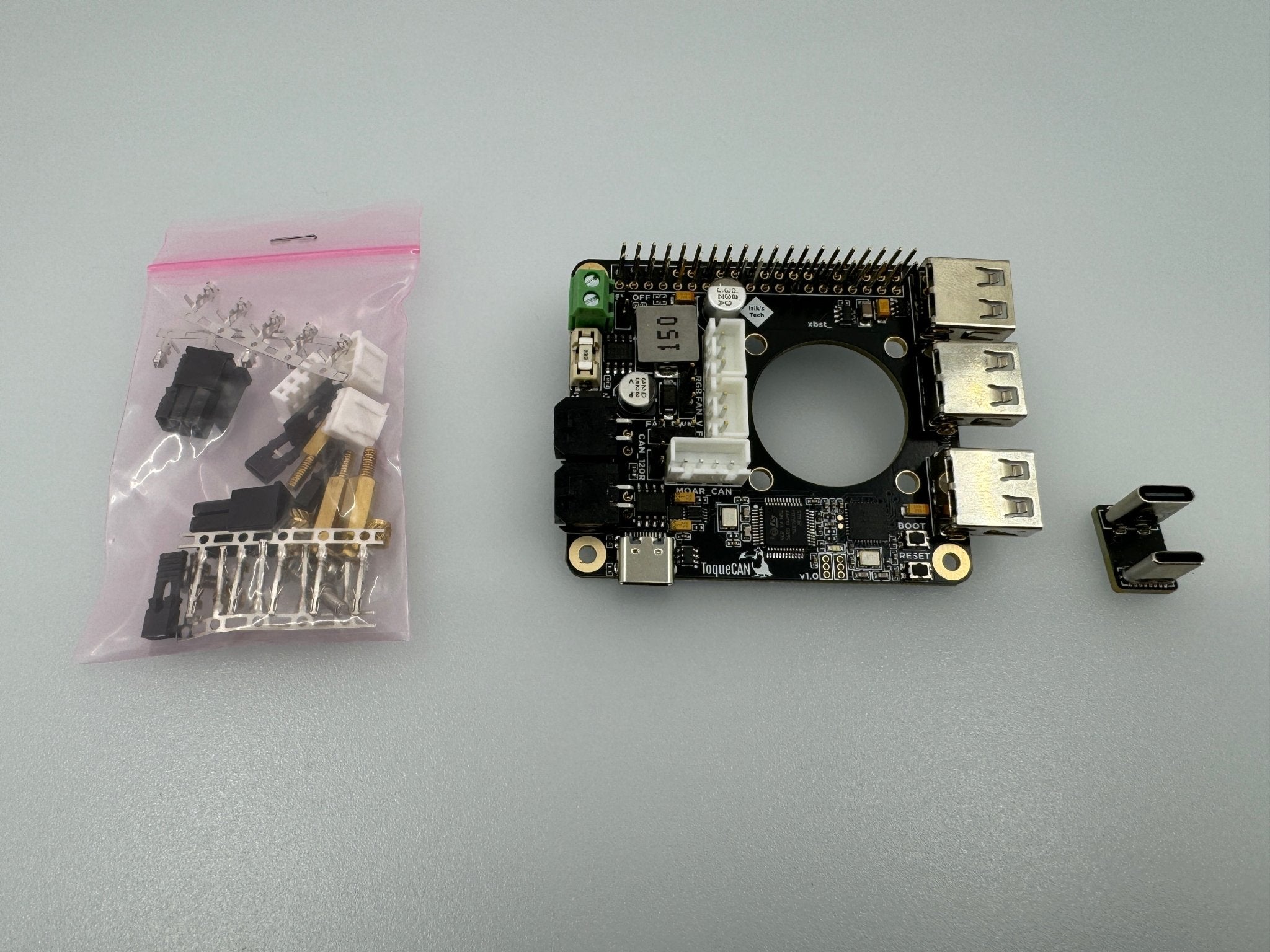 ToqueCAN: Pi Toque With 2x CAN, 3 Port USB Hub and 24V>5V@5A Regulator - West3D 3D Printing Supplies - IsiksTech