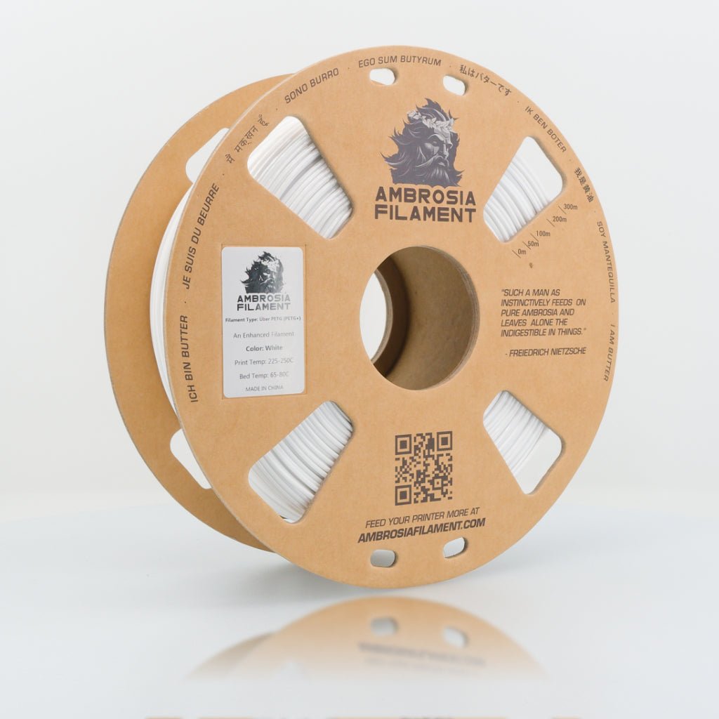 AMBROSIA PETG Filament of the Gods - 1KG Bambu AMS Friendly Cardboard Spools Premium 3D Printing Filament - West3D Printing - AMBROSIA FILAMENT