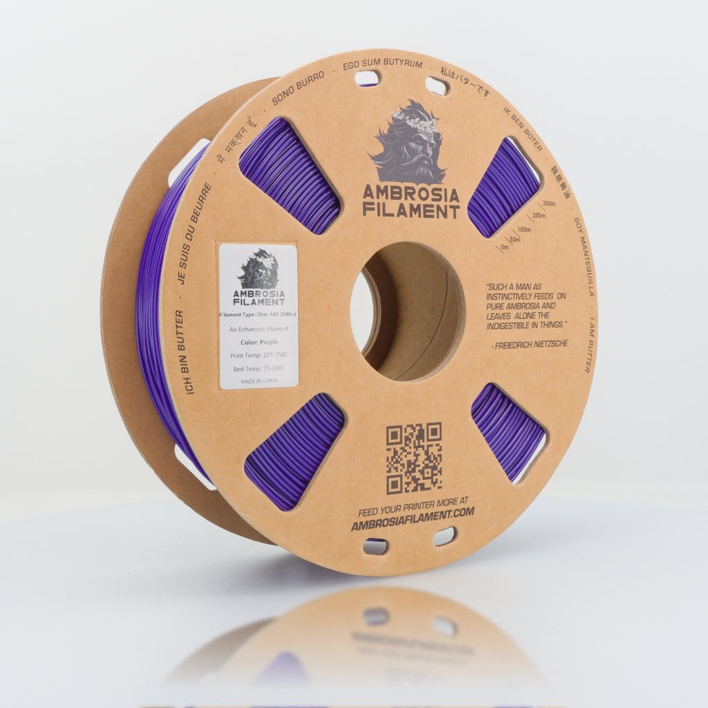 AMBROSIA Über ABS Filament of the Gods - 1KG Bambu AMS Friendly Cardboard Spools Premium 3D Printing Filament ABS+ - West3D Printing - AMBROSIA FILAMENT