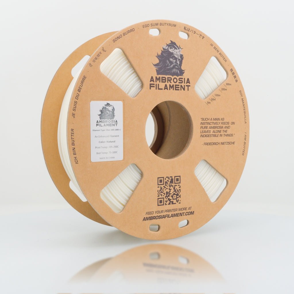 AMBROSIA Über ABS Filament of the Gods - 1KG Bambu AMS Friendly Cardboard Spools Premium 3D Printing Filament ABS+ - West3D Printing - AMBROSIA FILAMENT