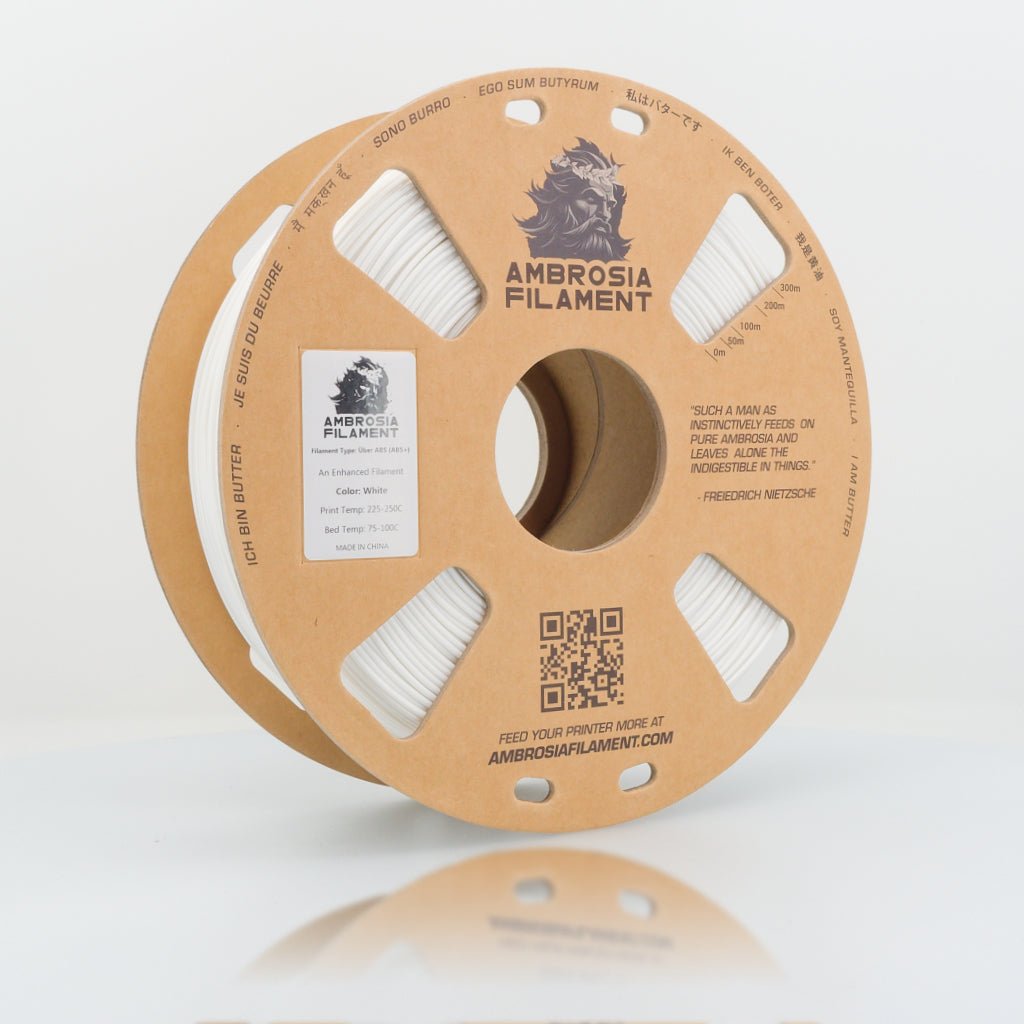 AMBROSIA Über ABS Filament of the Gods - 1KG Bambu AMS Friendly Cardboard Spools Premium 3D Printing Filament ABS+ - West3D Printing - AMBROSIA FILAMENT