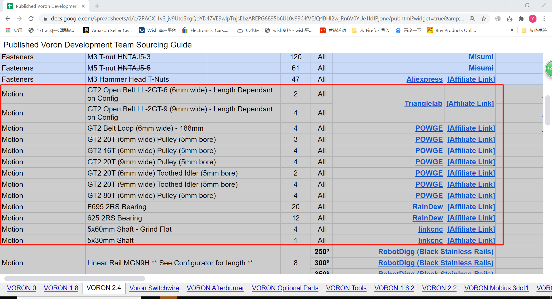 POWGE & GATES VORON 2.4 Motion Set - Black or Silver - West3D Printing - POWGE