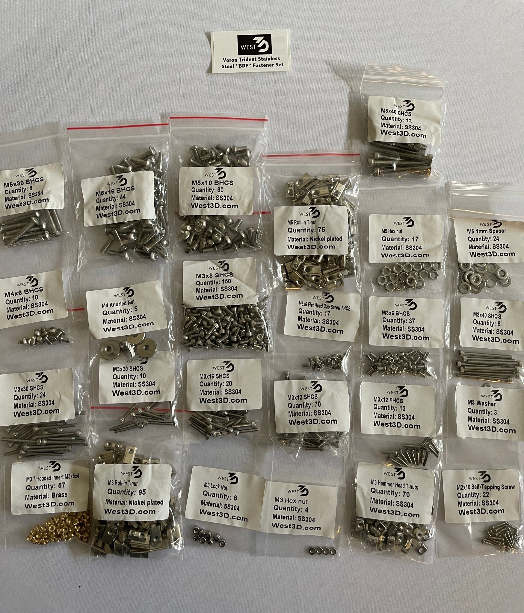 West3D Stainless Steel Fastener Kit for Voron Trident (BDF) - West3D Printing - West3D Printing