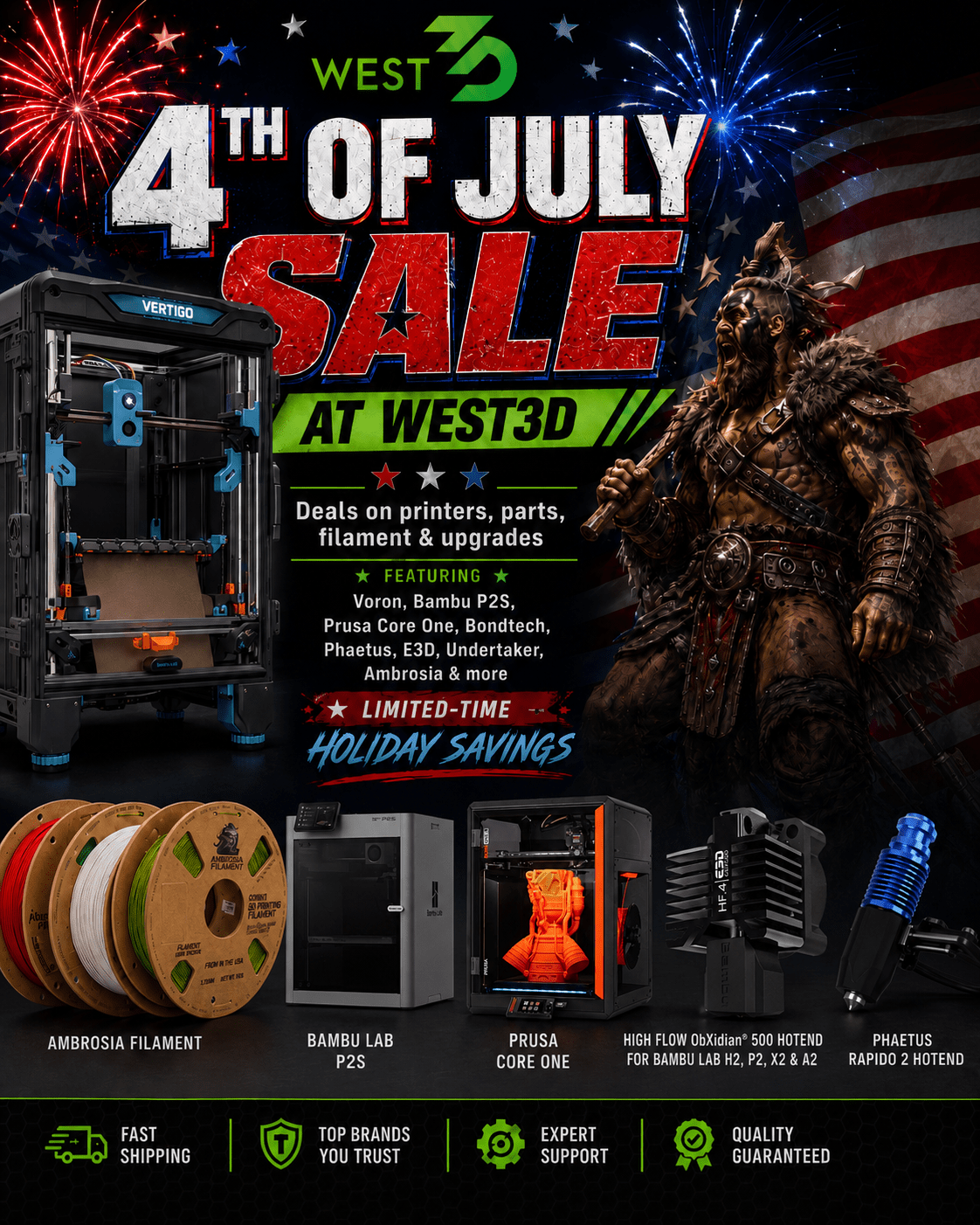 4th of July 2026 Sale - 250 Years! - West3D 3D Printing Supplies