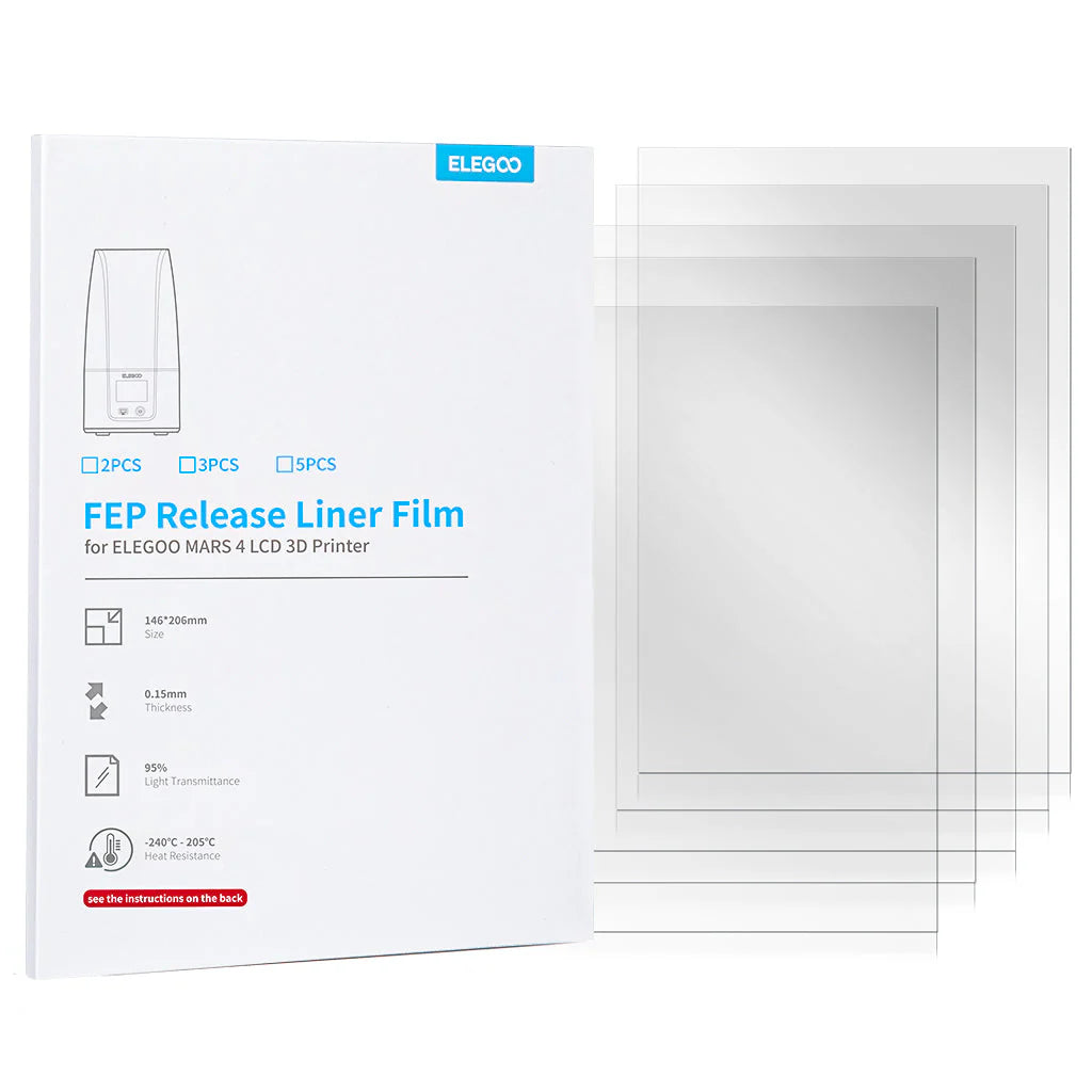 Elegoo Mars 4 / 5 and 5 Ultra FEP Film (3 Pack) - Crystal-Clear 3D Prints