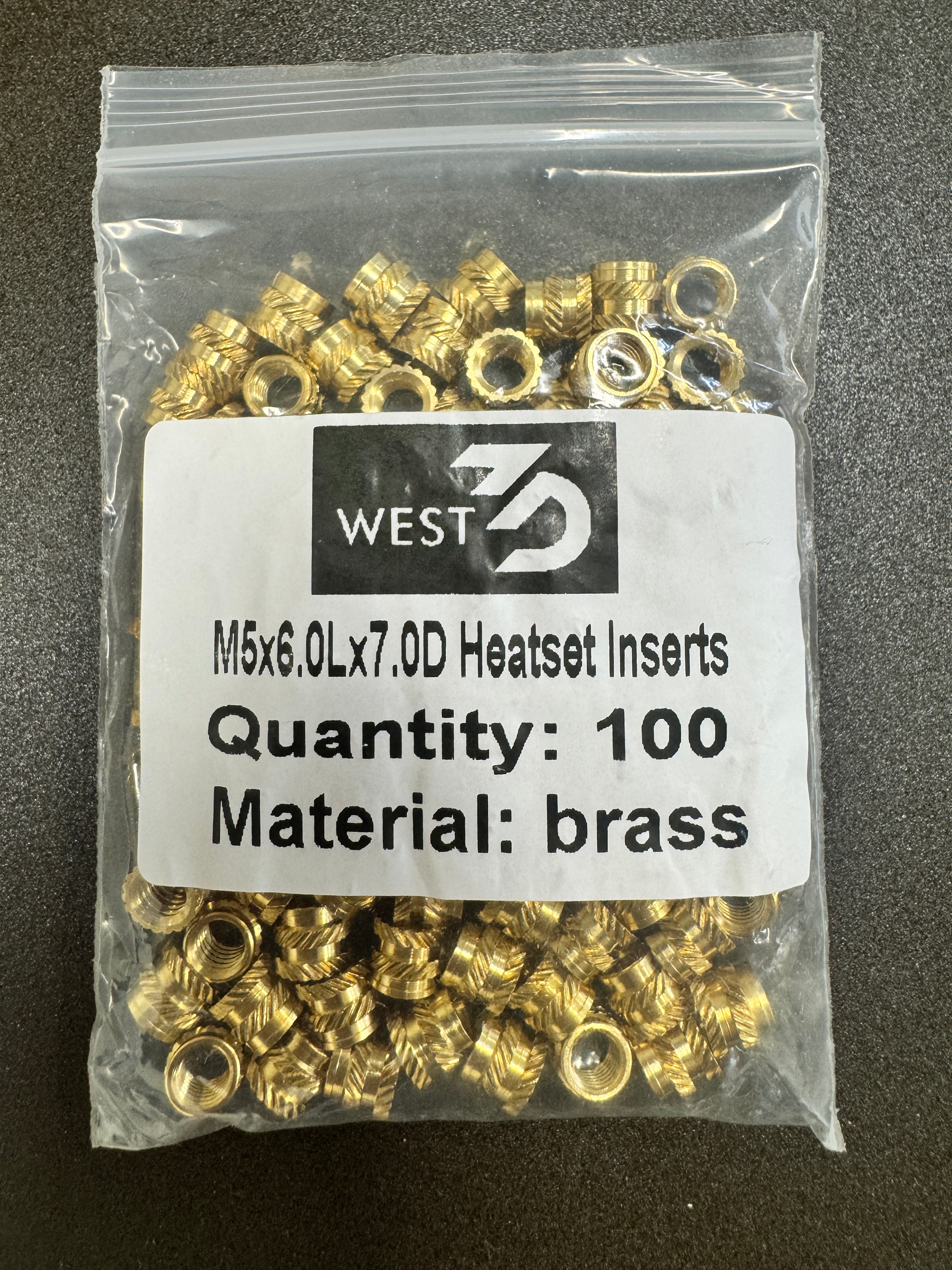 M5x6x7 Threaded Heat Inserts Brass Heatset Inserts / Heated Inserts