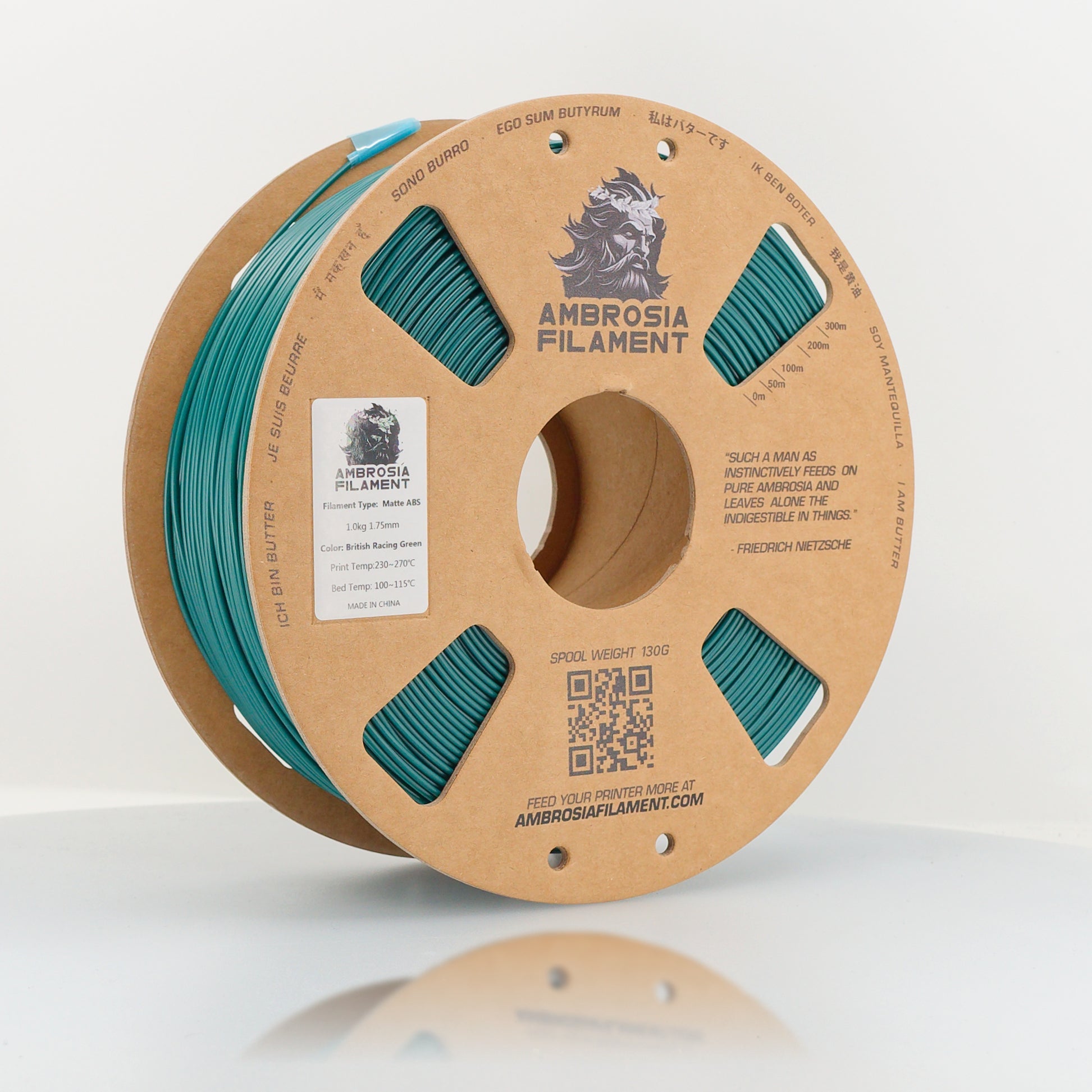 AMBROSIA ABS Matte Filament of the Gods - 1KG Bambu AMS Friendly Cardboard Spools Premium 3D Printing Filament - West3D 3D Printing Supplies - AMBROSIA FILAMENT