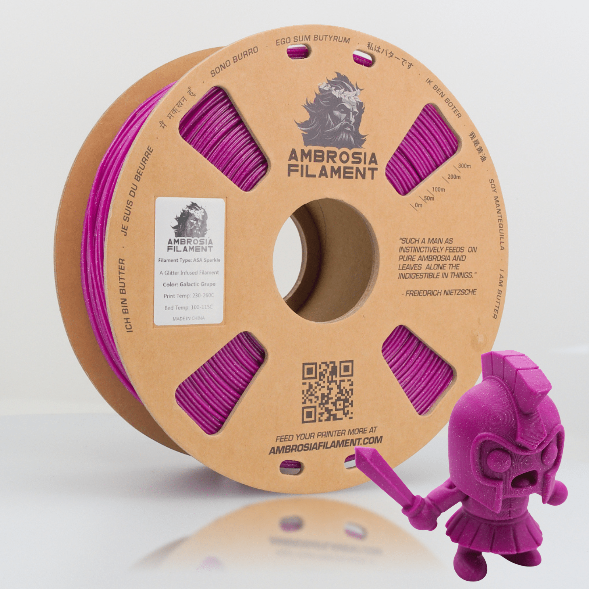 AMBROSIA ASA Galactic Filament of the Gods (Glitter / Sparkle) - 1KG Bambu AMS Friendly Cardboard Spools Premium 3D Printing Filament - West3D 3D Printing Supplies - AMBROSIA FILAMENT