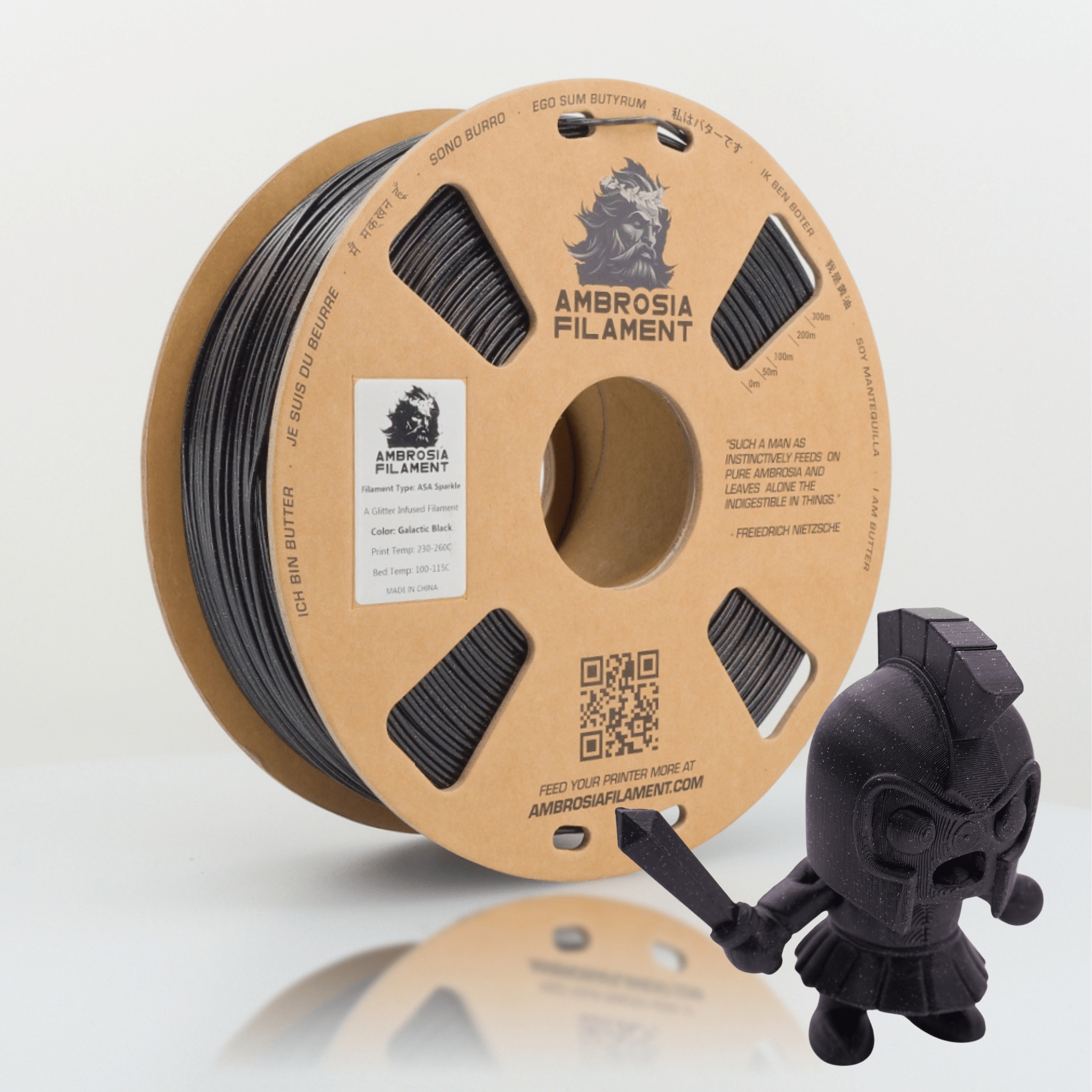 AMBROSIA ASA Galactic Filament of the Gods (Glitter / Sparkle) - 1KG Bambu AMS Friendly Cardboard Spools Premium 3D Printing Filament - West3D 3D Printing Supplies - AMBROSIA FILAMENT