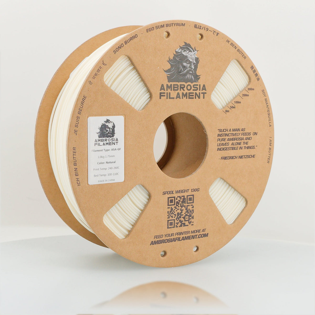 AMBROSIA ASA-GF Glass Filled ASA Filament of the Gods - 1KG Bambu AMS