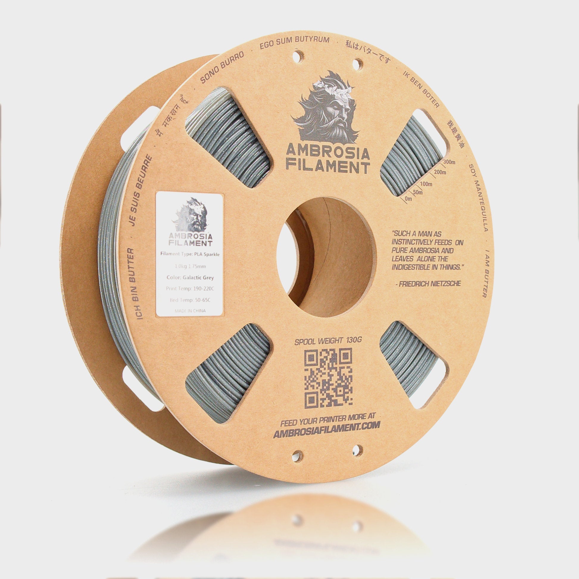 AMBROSIA Galactic (Sparkle) PLA Filament of the Gods - 1KG Bambu AMS Friendly Cardboard Spools Premium 3D Printing Filament - West3D 3D Printing Supplies - AMBROSIA FILAMENT