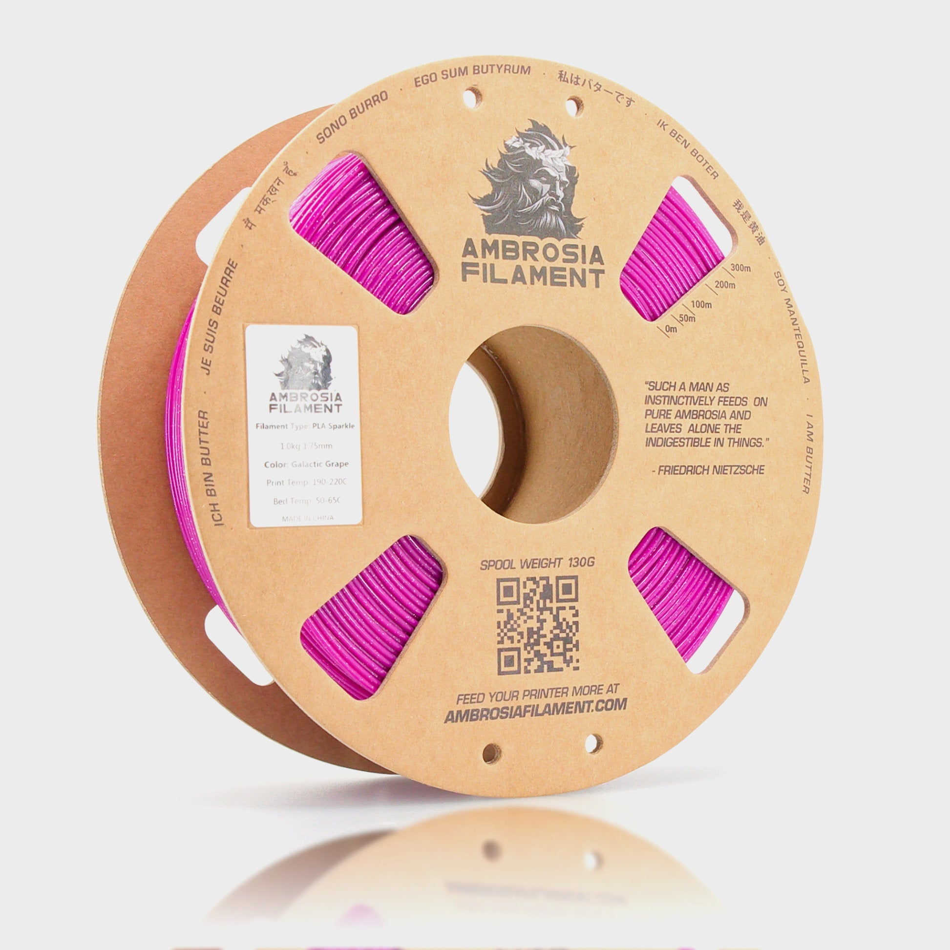 AMBROSIA Galactic (Sparkle) PLA Filament of the Gods - 1KG Bambu AMS Friendly Cardboard Spools Premium 3D Printing Filament - West3D 3D Printing Supplies - AMBROSIA FILAMENT