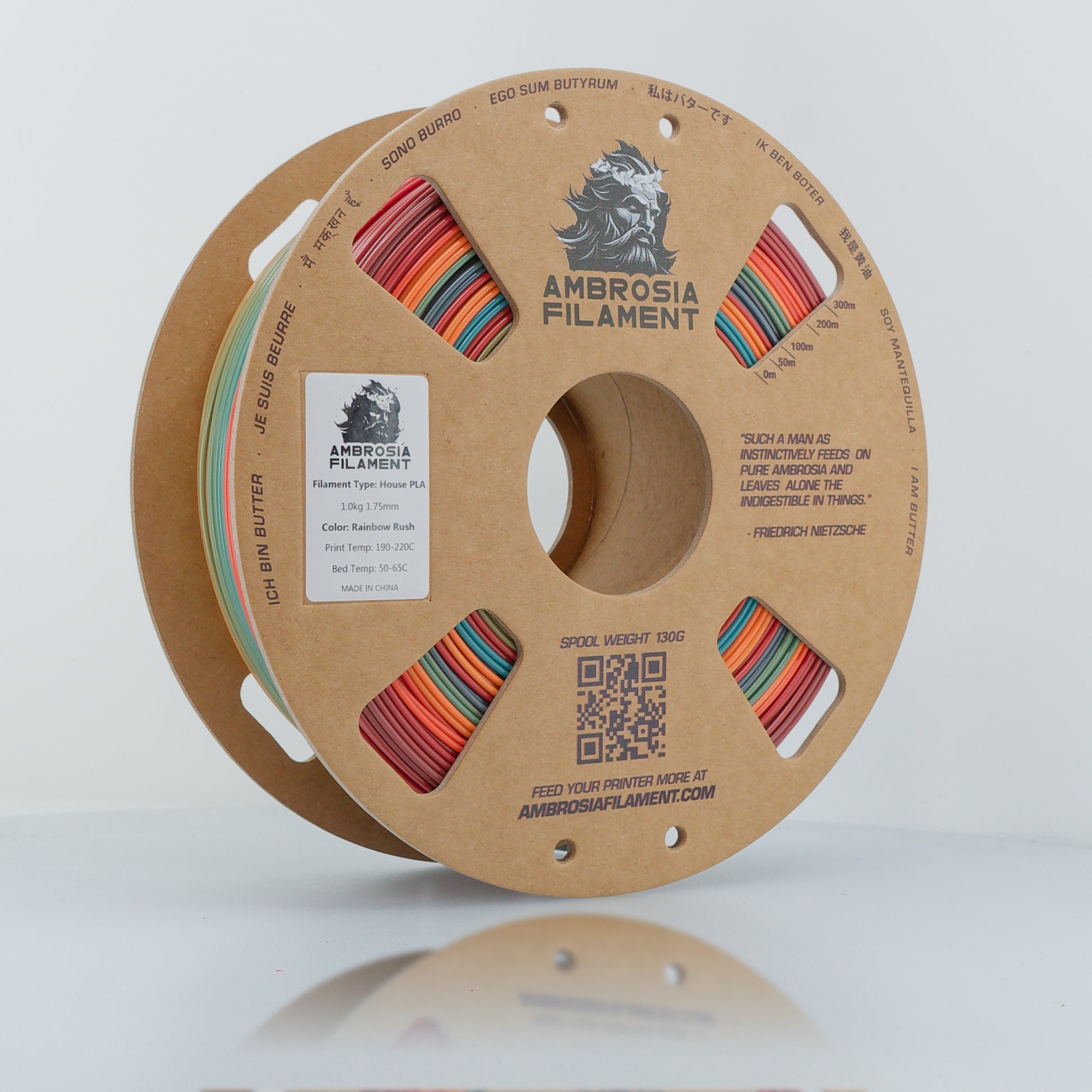 AMBROSIA PLA Filament of the Gods - 1KG Bambu AMS Friendly Cardboard Spools Premium 3D Printing Filament - West3D 3D Printing Supplies - AMBROSIA FILAMENT