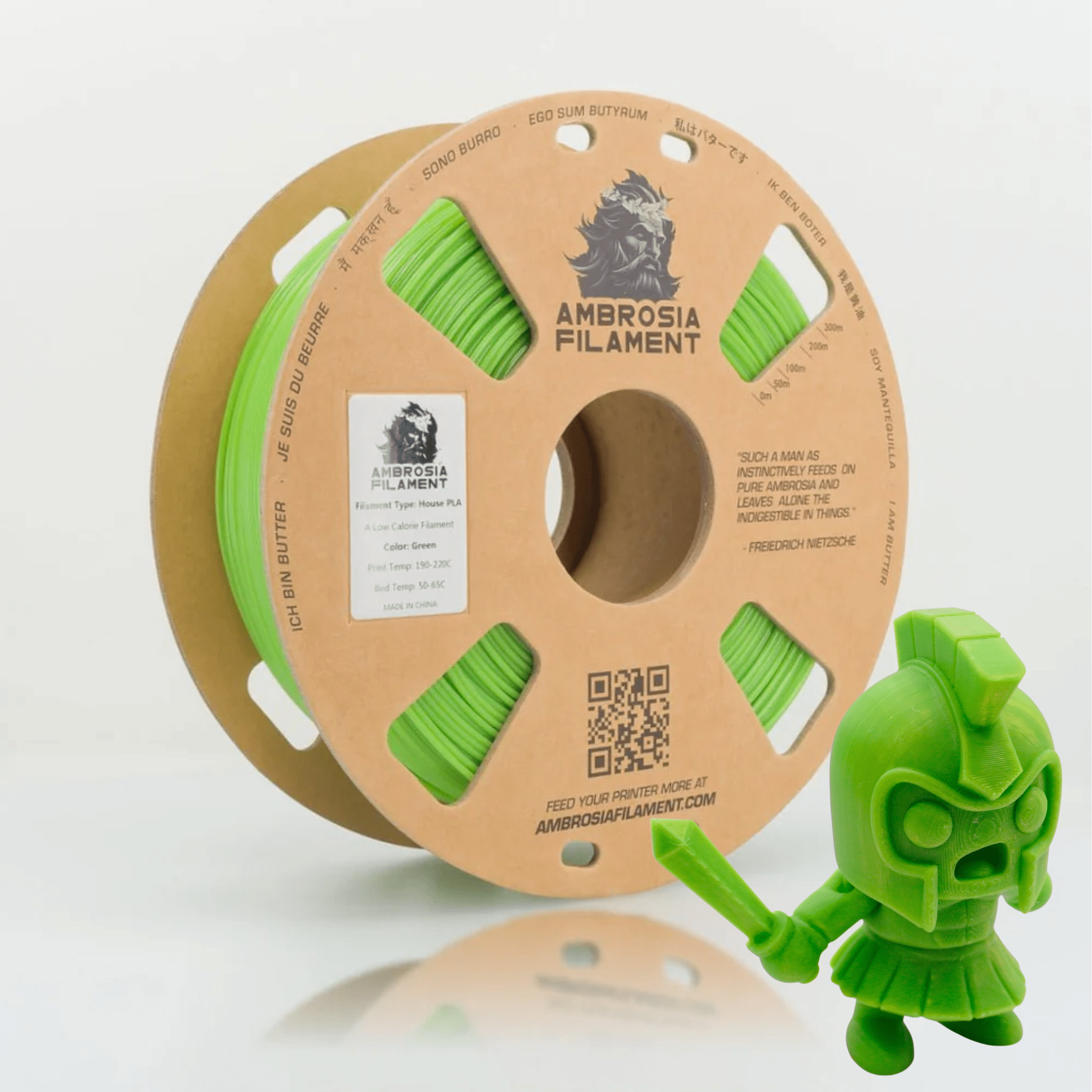 AMBROSIA PLA Filament of the Gods - 1KG Bambu AMS Friendly Cardboard Spools Premium 3D Printing Filament - West3D 3D Printing Supplies - AMBROSIA FILAMENT