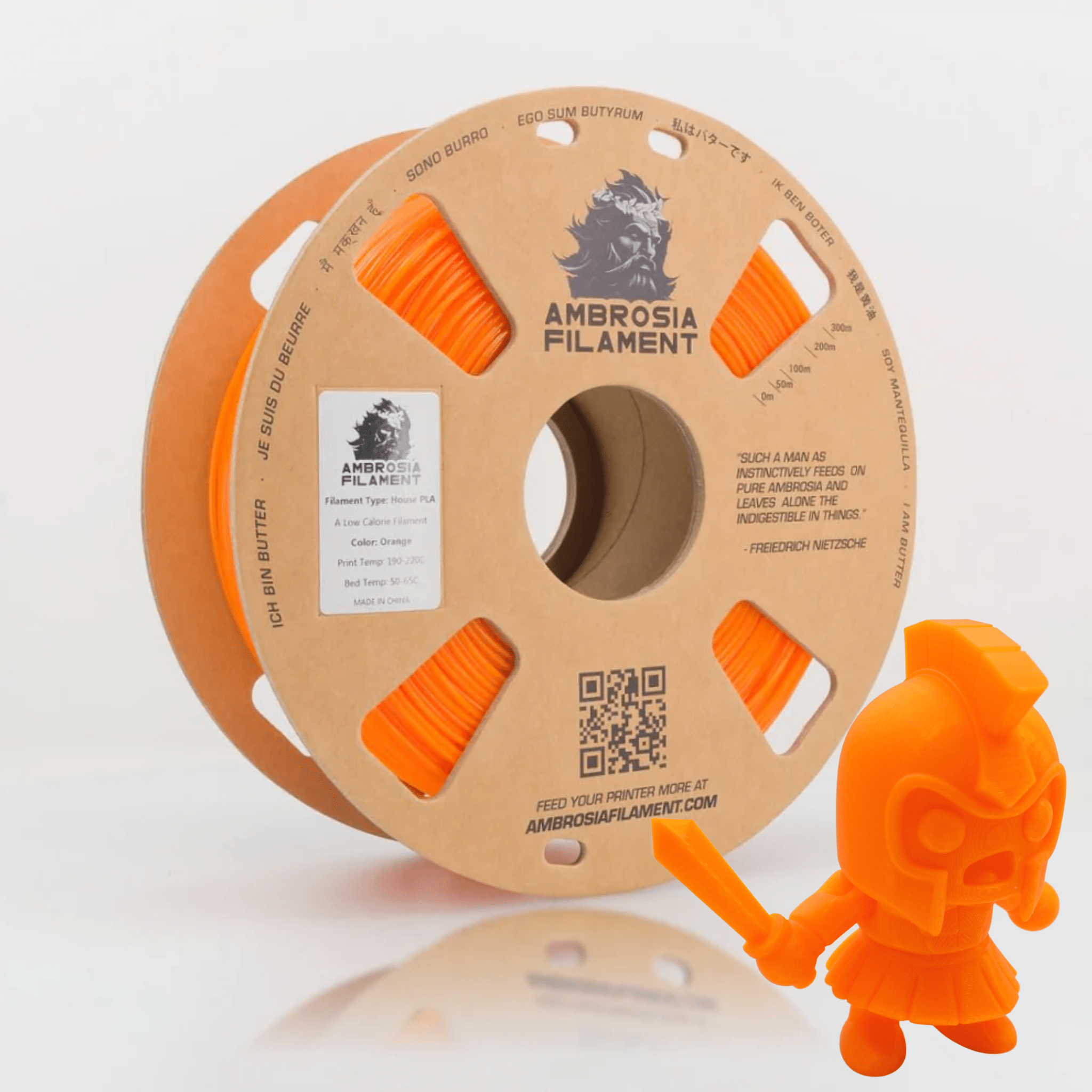 AMBROSIA PLA Filament of the Gods - 1KG Bambu AMS Friendly Cardboard Spools Premium 3D Printing Filament - West3D 3D Printing Supplies - AMBROSIA FILAMENT