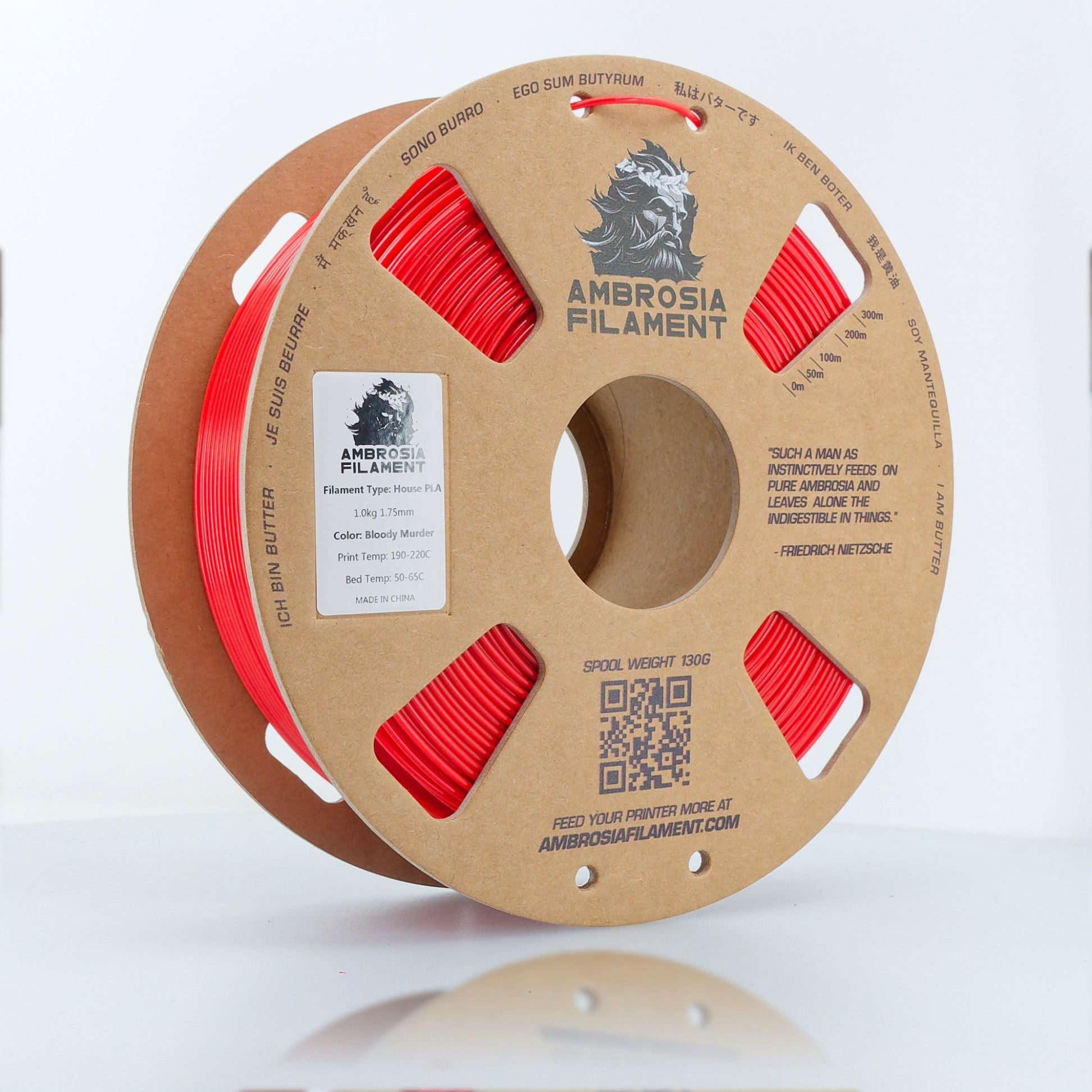 AMBROSIA PLA Filament of the Gods - 1KG Bambu AMS Friendly Cardboard Spools Premium 3D Printing Filament - West3D 3D Printing Supplies - AMBROSIA FILAMENT