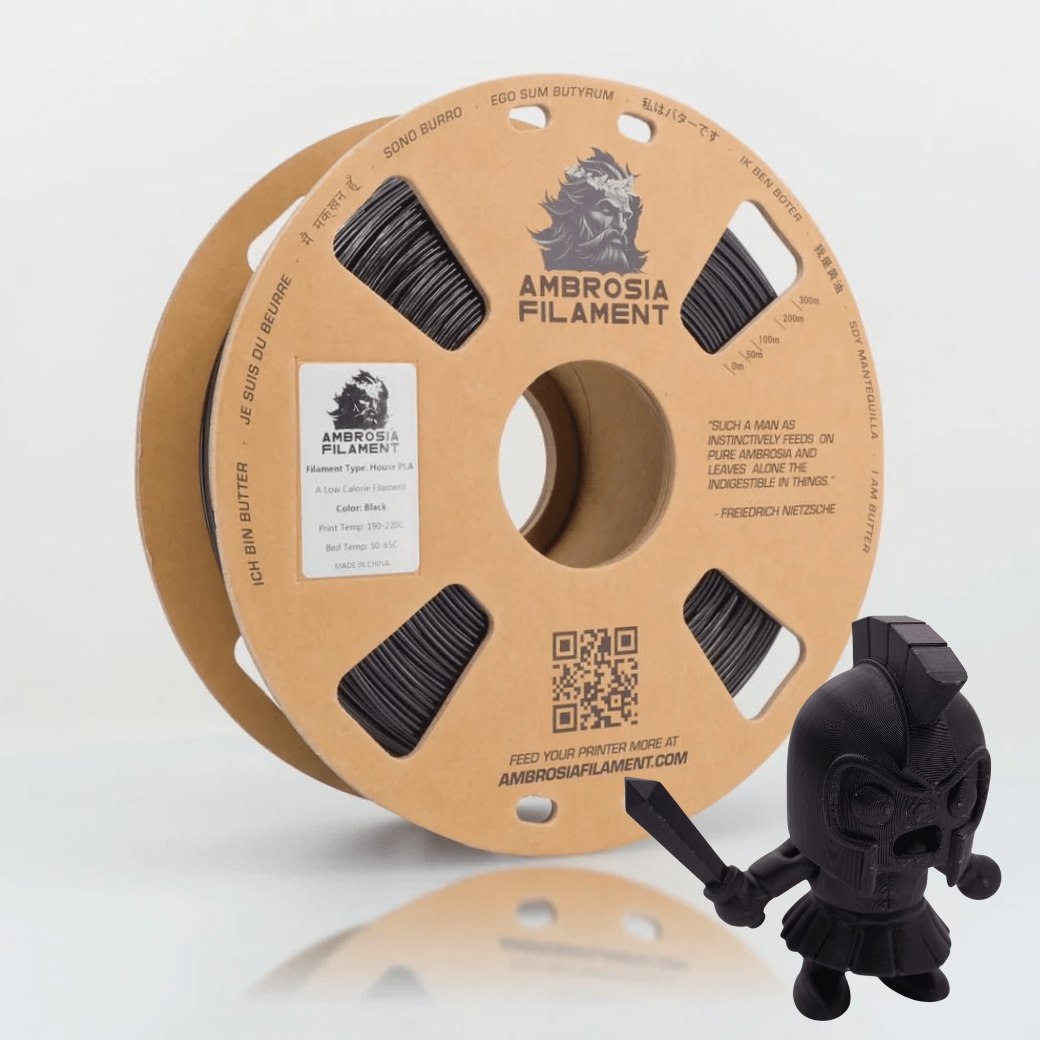 AMBROSIA PLA Filament of the Gods - 1KG Bambu AMS Friendly Cardboard Spools Premium 3D Printing Filament - West3D 3D Printing Supplies - AMBROSIA FILAMENT