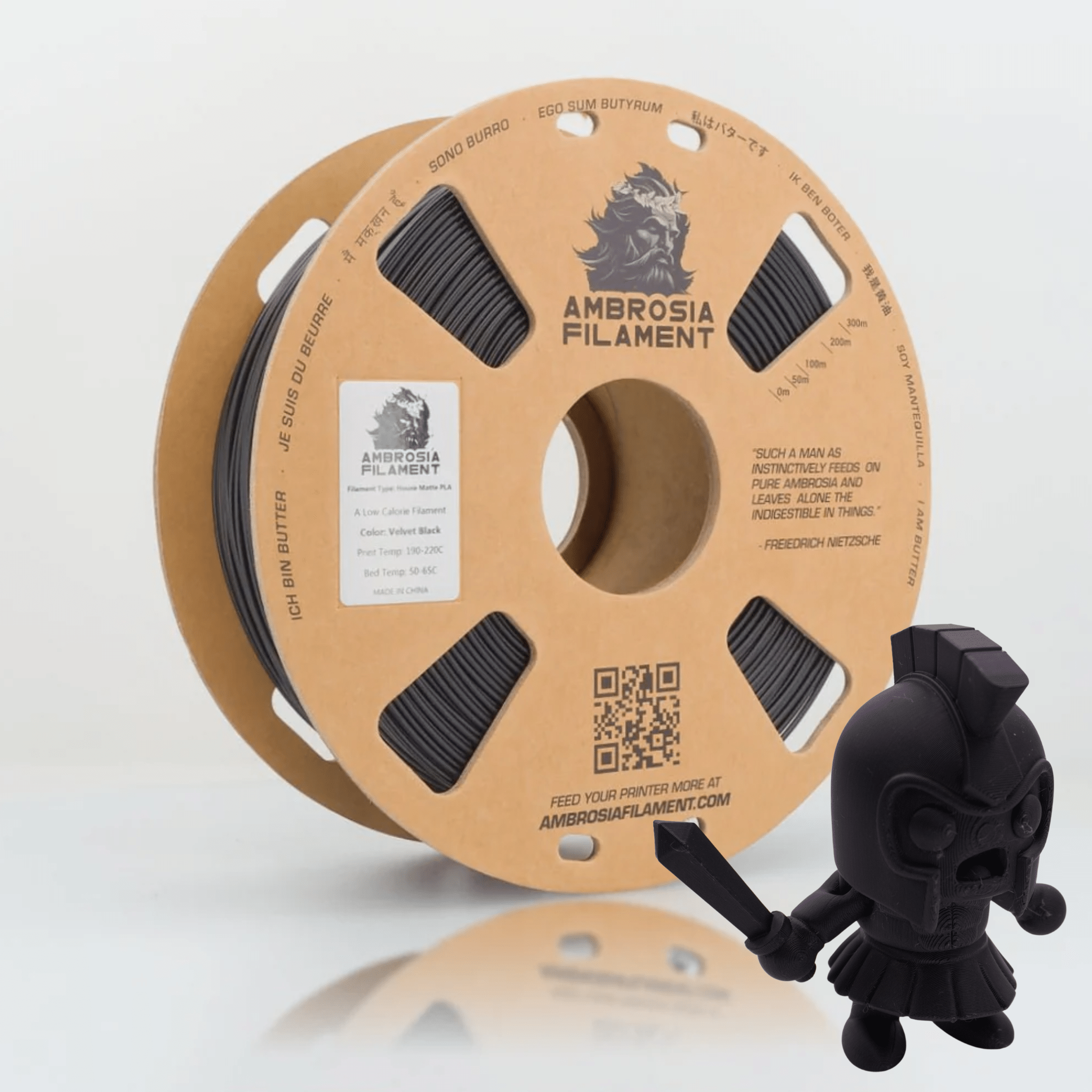 AMBROSIA PLA Filament of the Gods - 1KG Bambu AMS Friendly Cardboard Spools Premium 3D Printing Filament - West3D 3D Printing Supplies - AMBROSIA FILAMENT