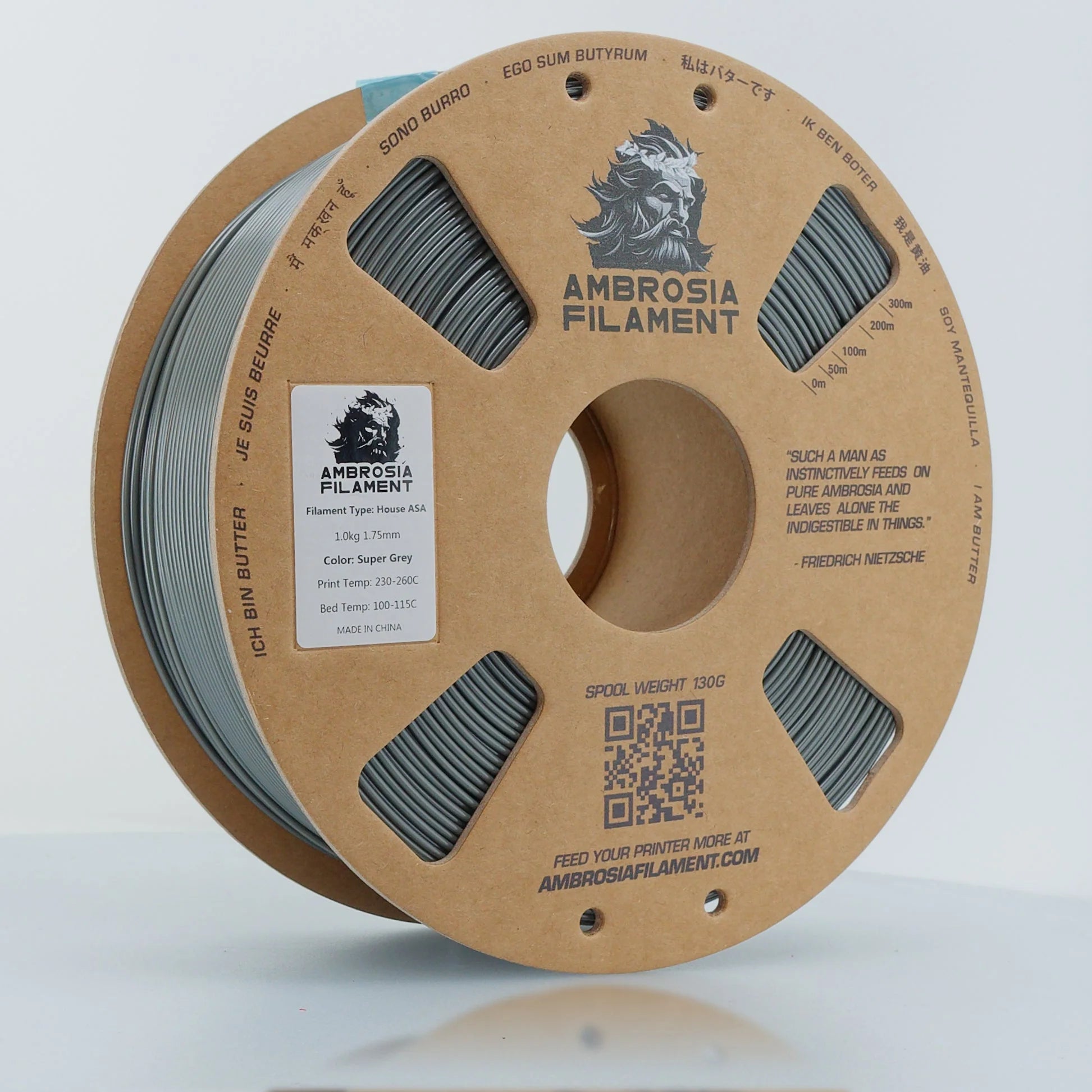 AMBROSIA PLA Filament of the Gods - 1KG Bambu AMS Friendly Cardboard Spools Premium 3D Printing Filament - West3D 3D Printing Supplies - AMBROSIA FILAMENT