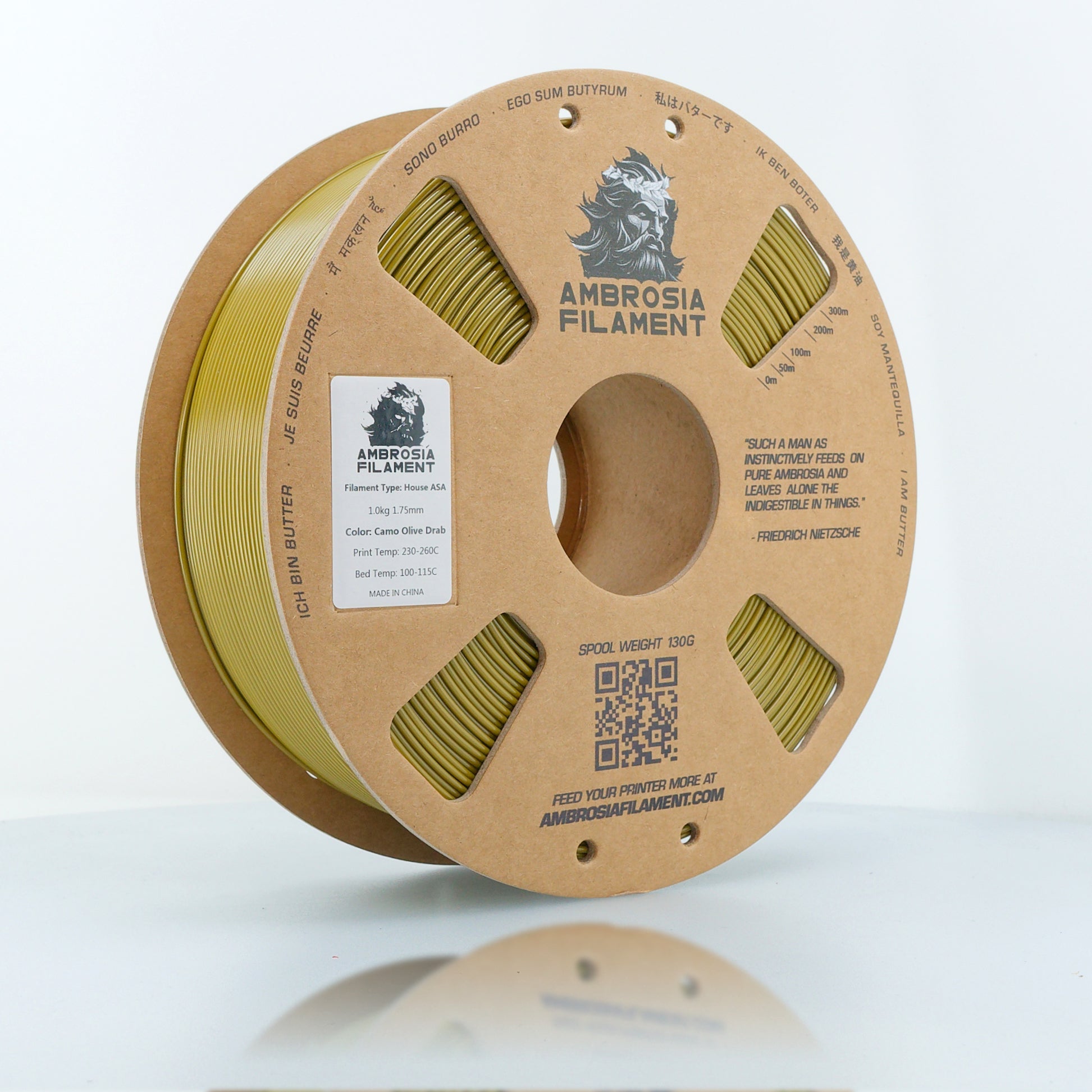 AMBROSIA PLA Filament of the Gods - 1KG Bambu AMS Friendly Cardboard Spools Premium 3D Printing Filament - West3D 3D Printing Supplies - AMBROSIA FILAMENT