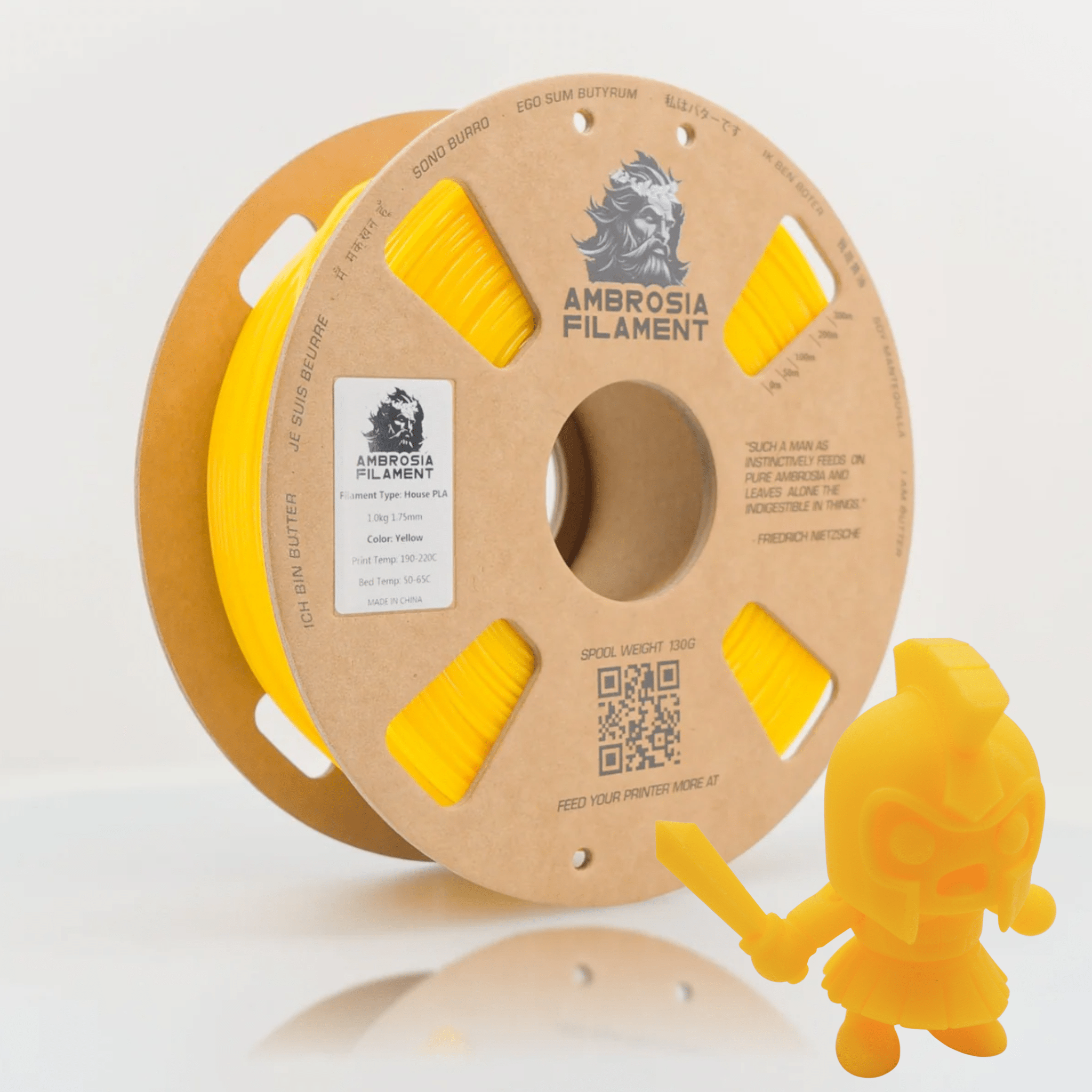 AMBROSIA PLA Filament of the Gods - 1KG Bambu AMS Friendly Cardboard Spools Premium 3D Printing Filament - West3D 3D Printing Supplies - AMBROSIA FILAMENT